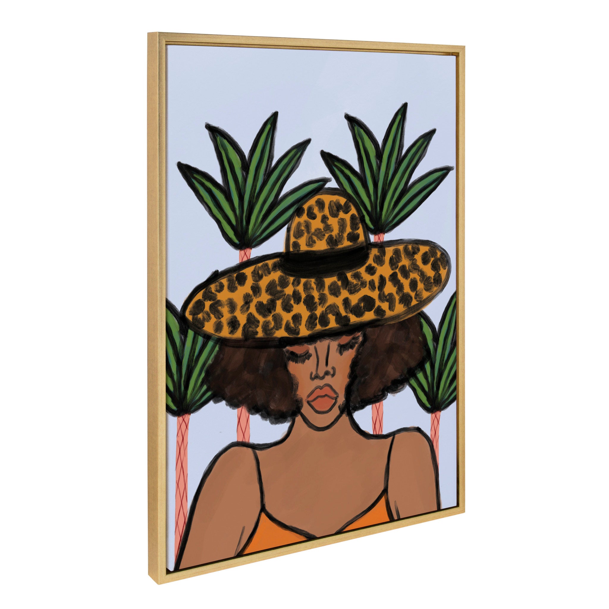 Sylvie Leopard Hat Framed Canvas by Kendra Dandy of Bouffants and Broken Hearts