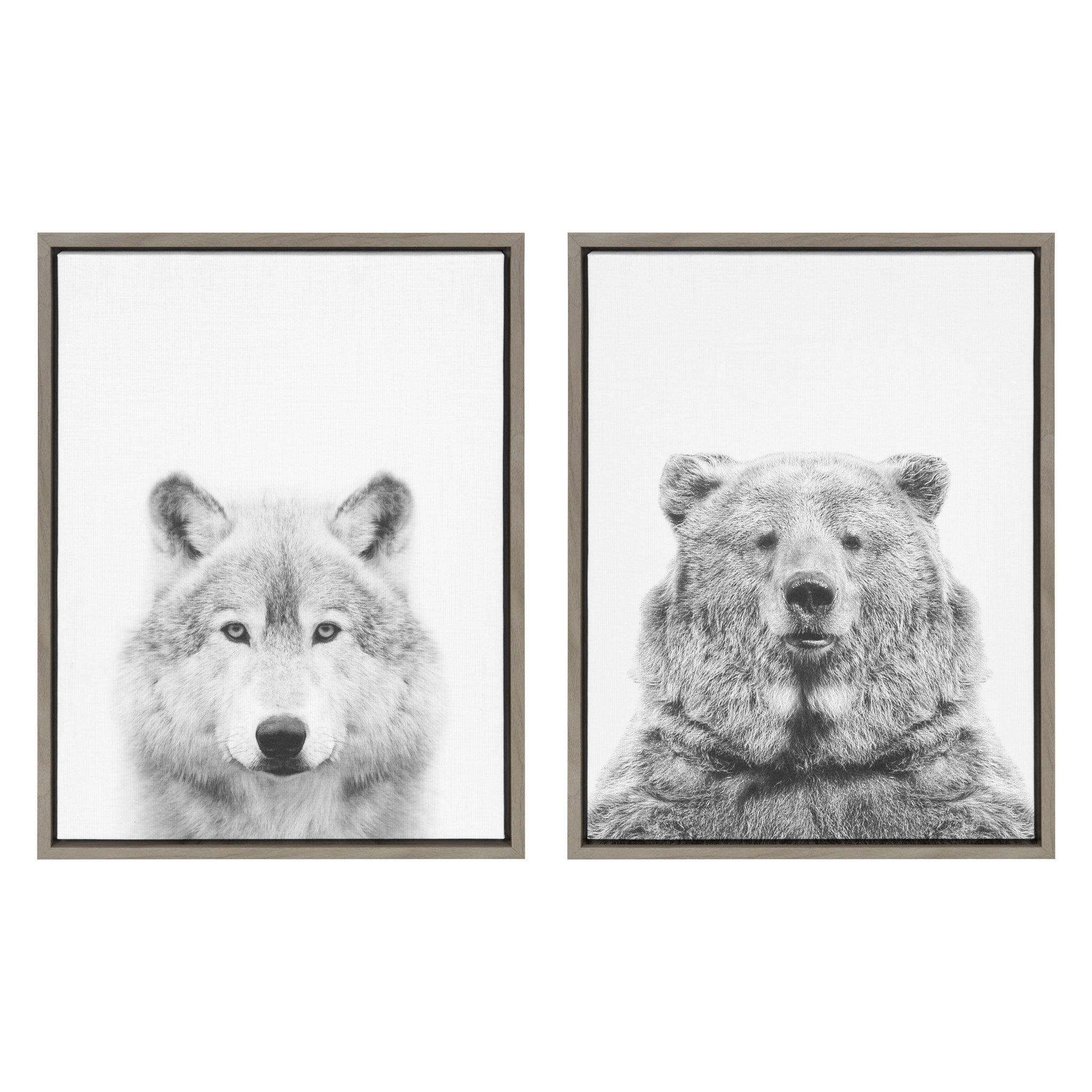 Sylvie Wolf And Bear Framed Canvas Art Set by Tai Prints