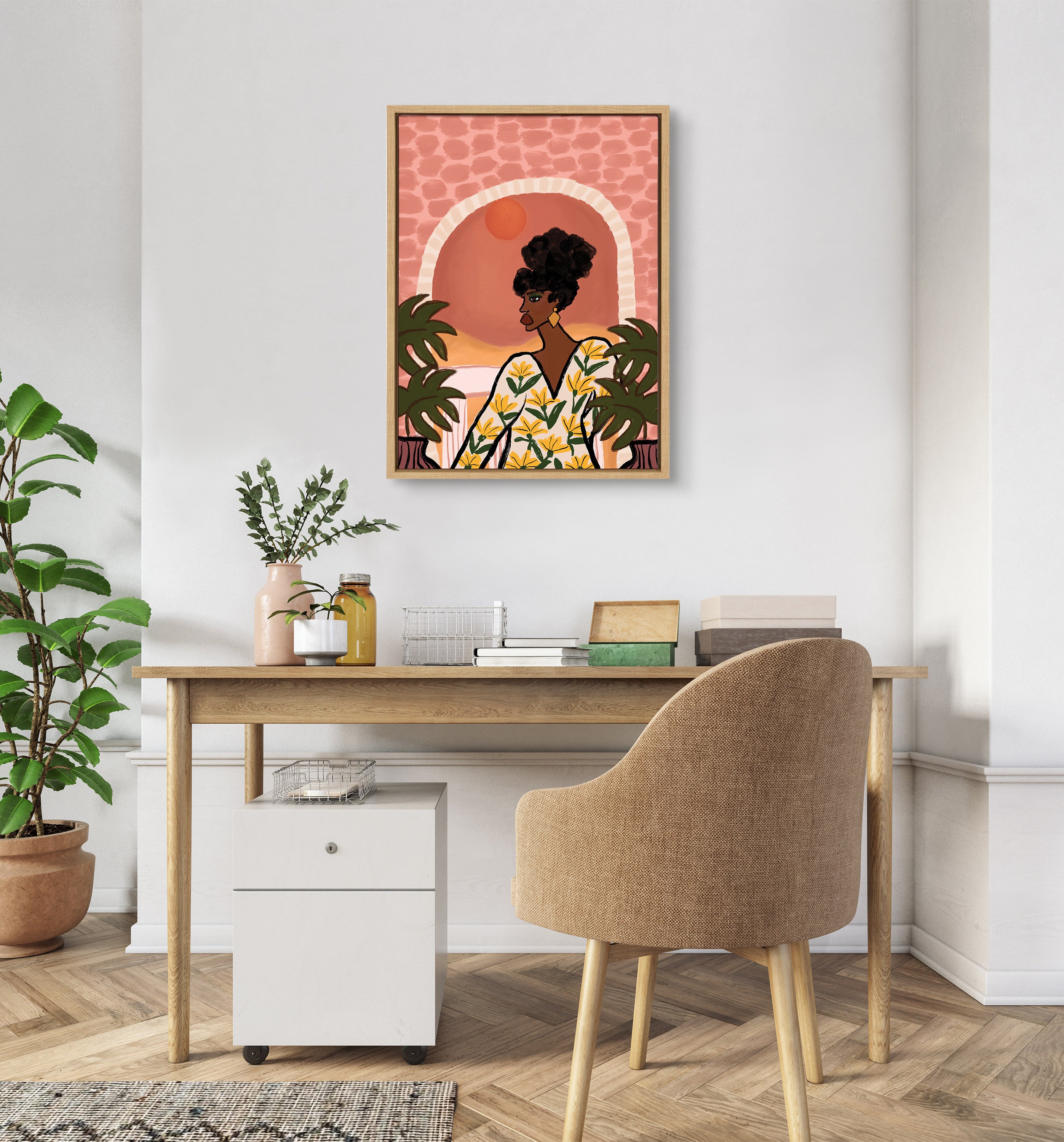 Sylvie Desert Wanderer Lady Framed Canvas by Kendra Dandy of Bouffants and Broken Hearts