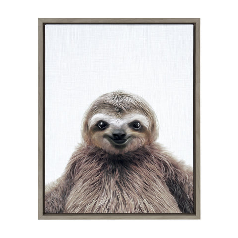 Sylvie Sloth Color Framed Canvas by Simon Te of Tai Prints