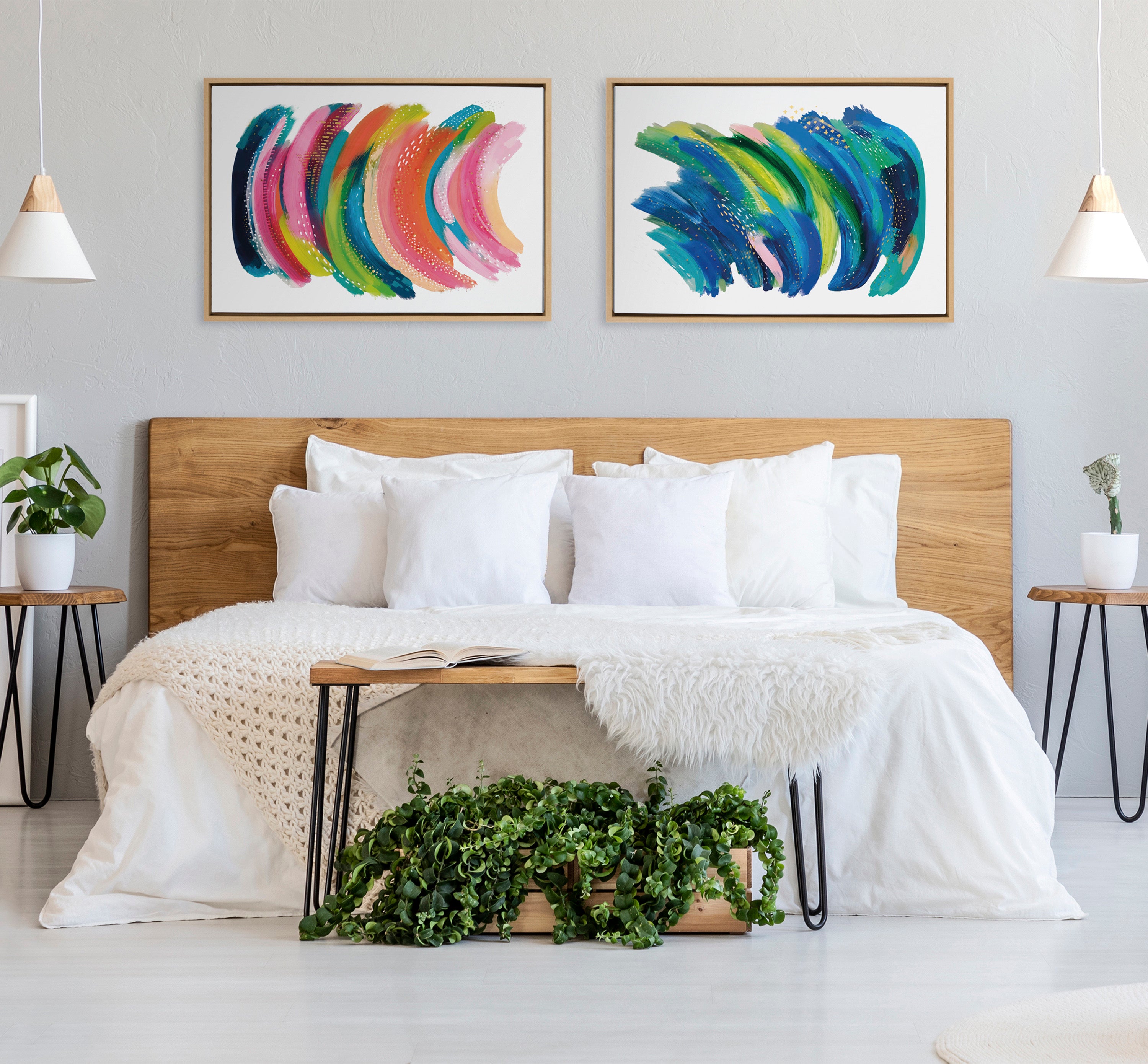 Sylvie Bright Abstract Framed Canvas by Jessi Raulet of Ettavee