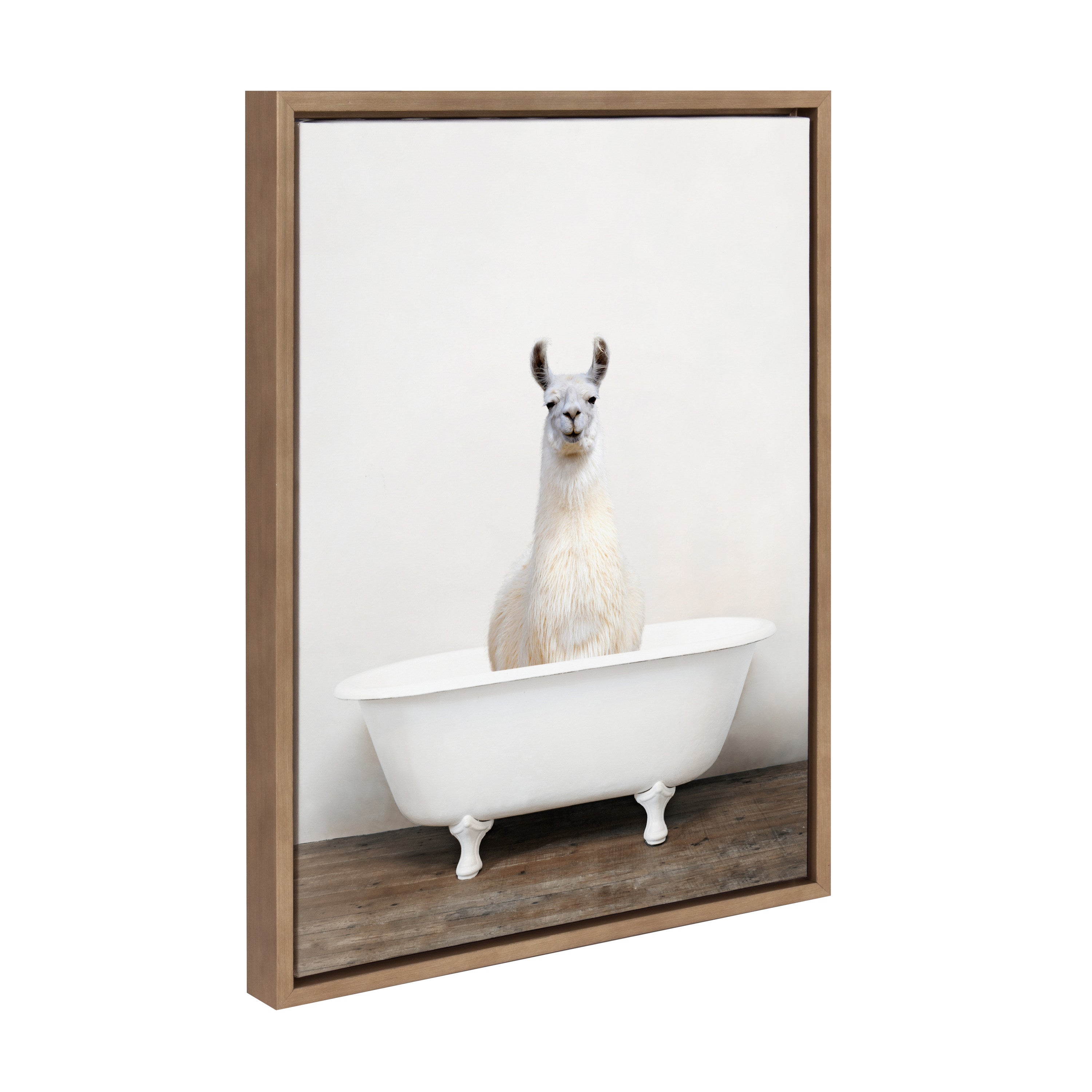 Sylvie Alpaca in the Tub Color Framed Canvas by Amy Peterson Art Studio