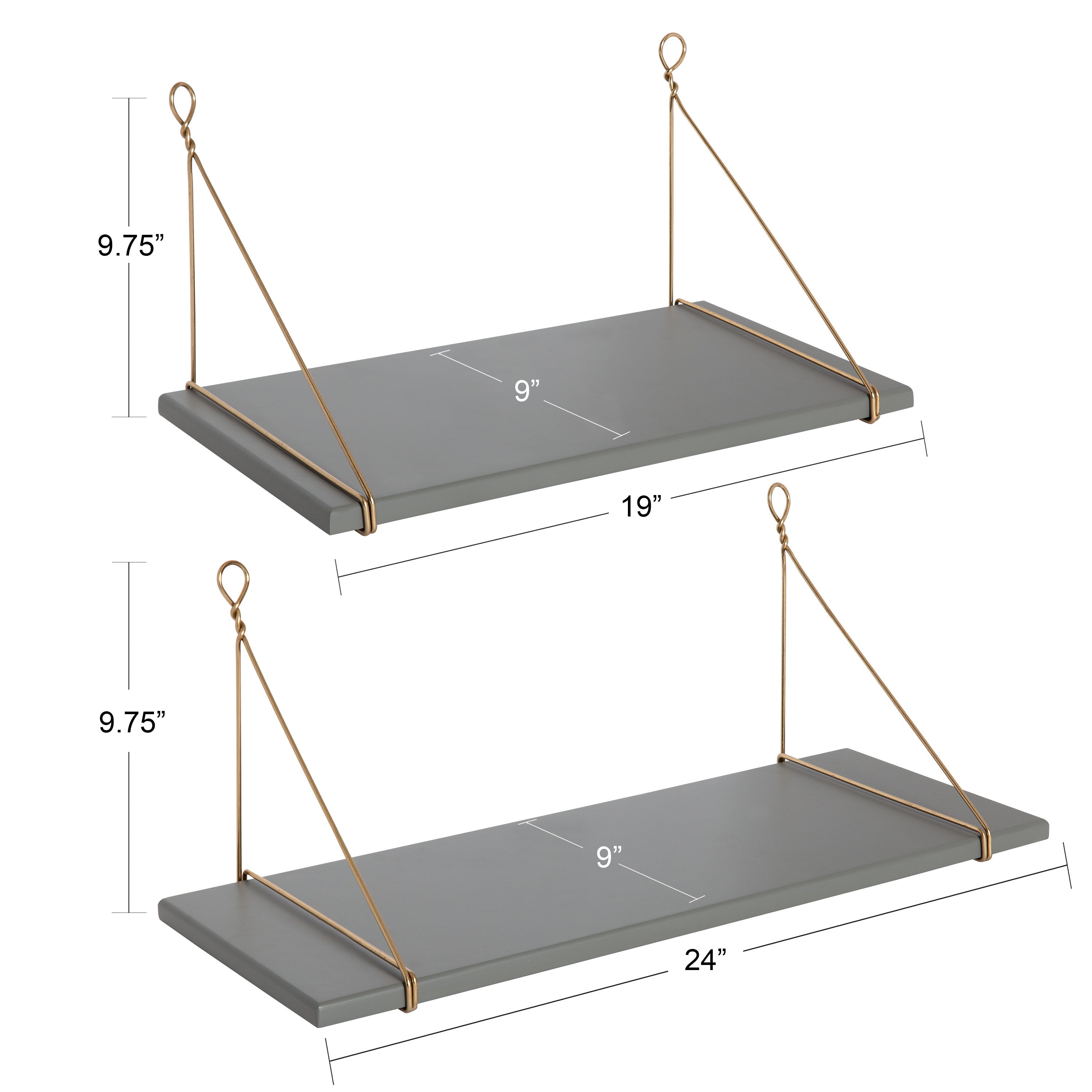 Vista Wood and Metal Wall Shelves
