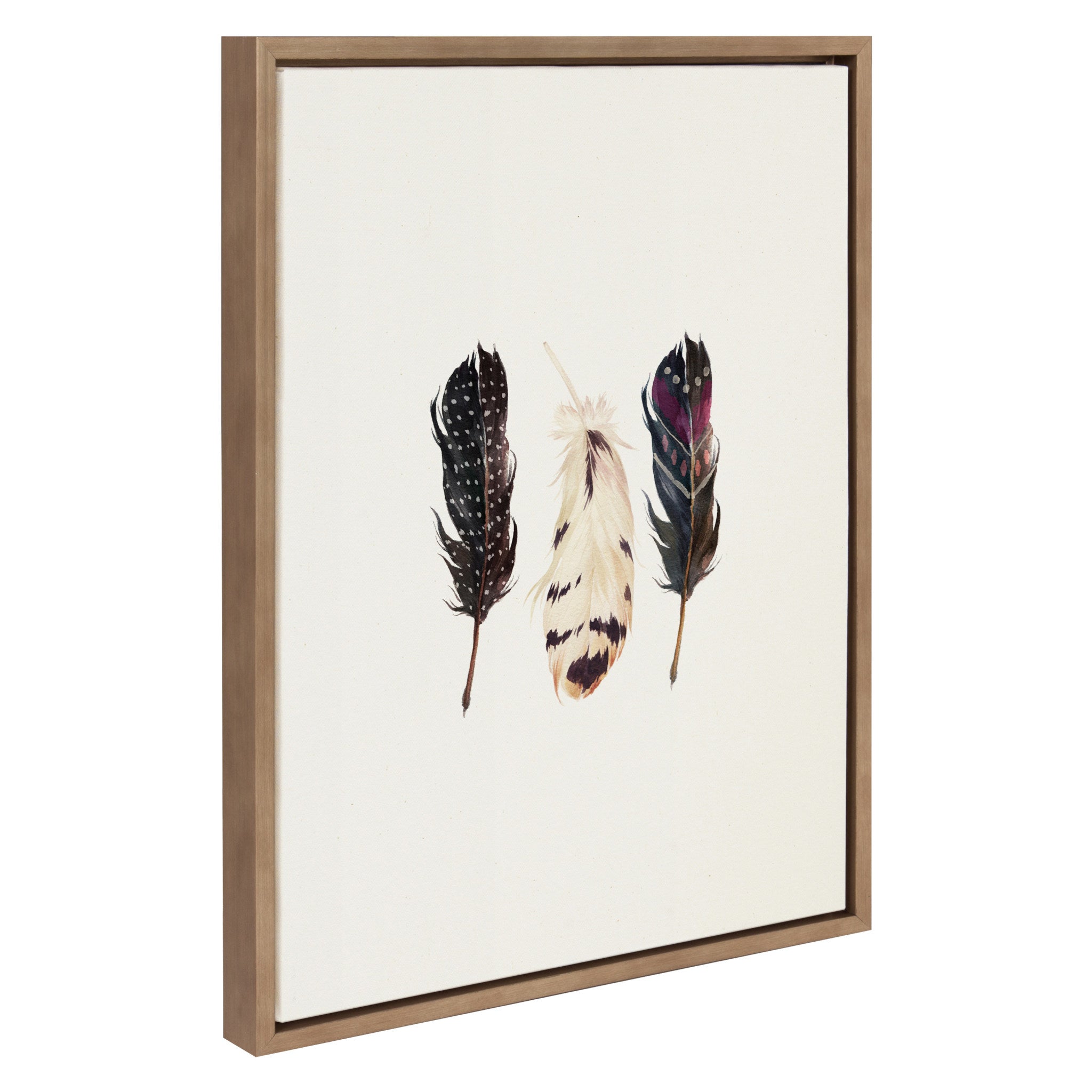 Sylvie Just Three Feathers Framed Canvas by Maja Mitrovic of Makes My Day Happy
