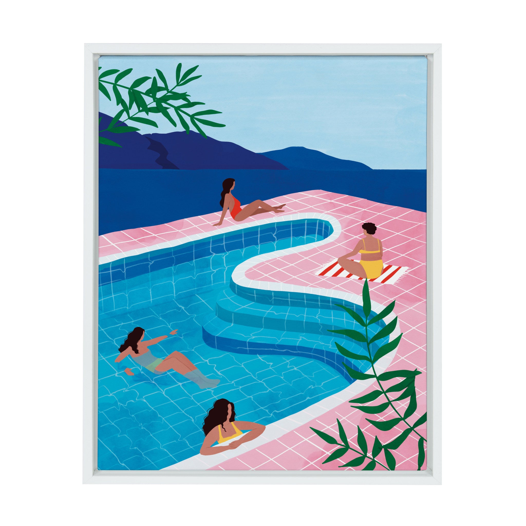 Sylvie Pool Ladies Framed Canvas By Maja Tomljanovic