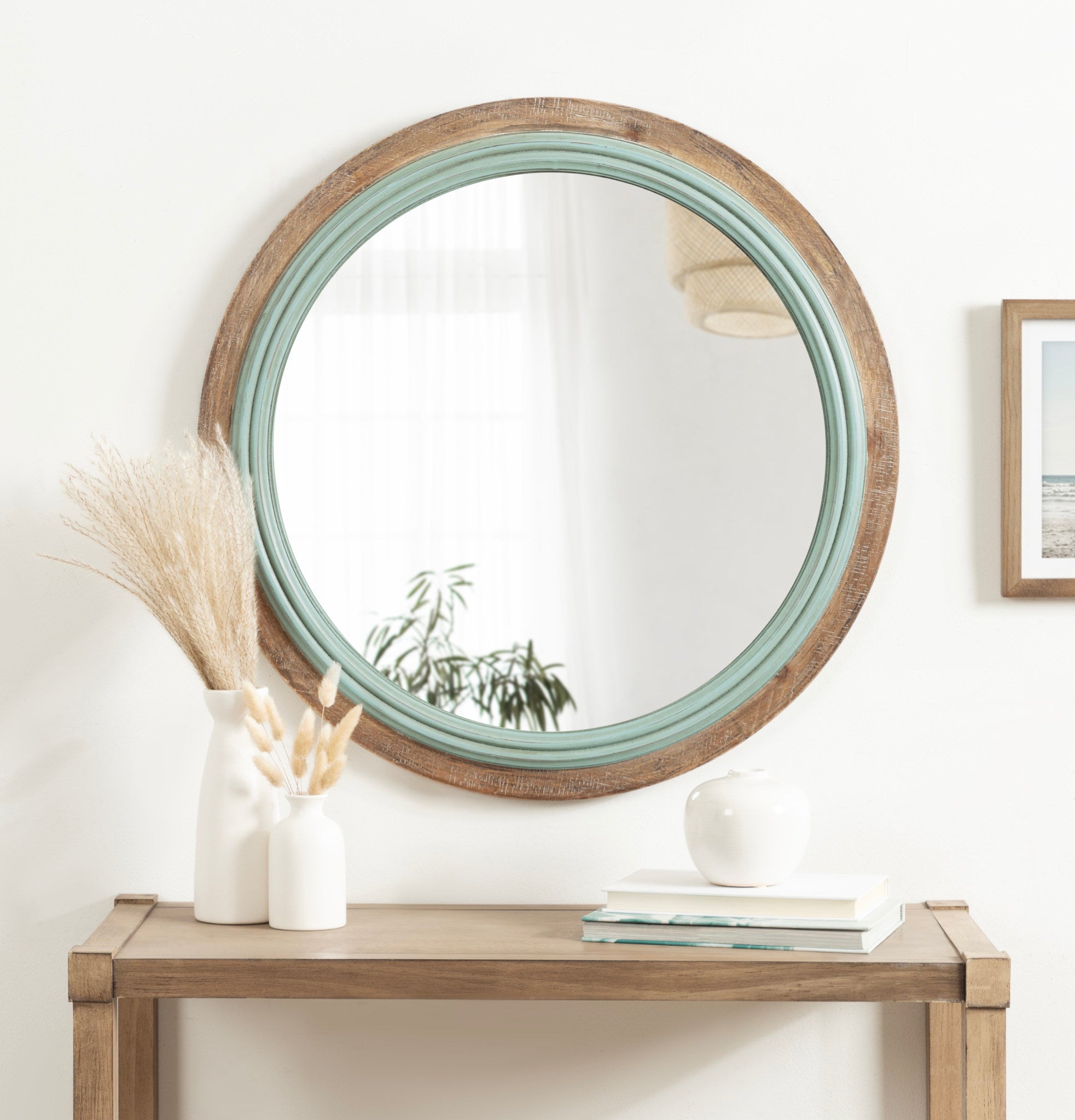 Palmer Wood Round Wall Mirror
