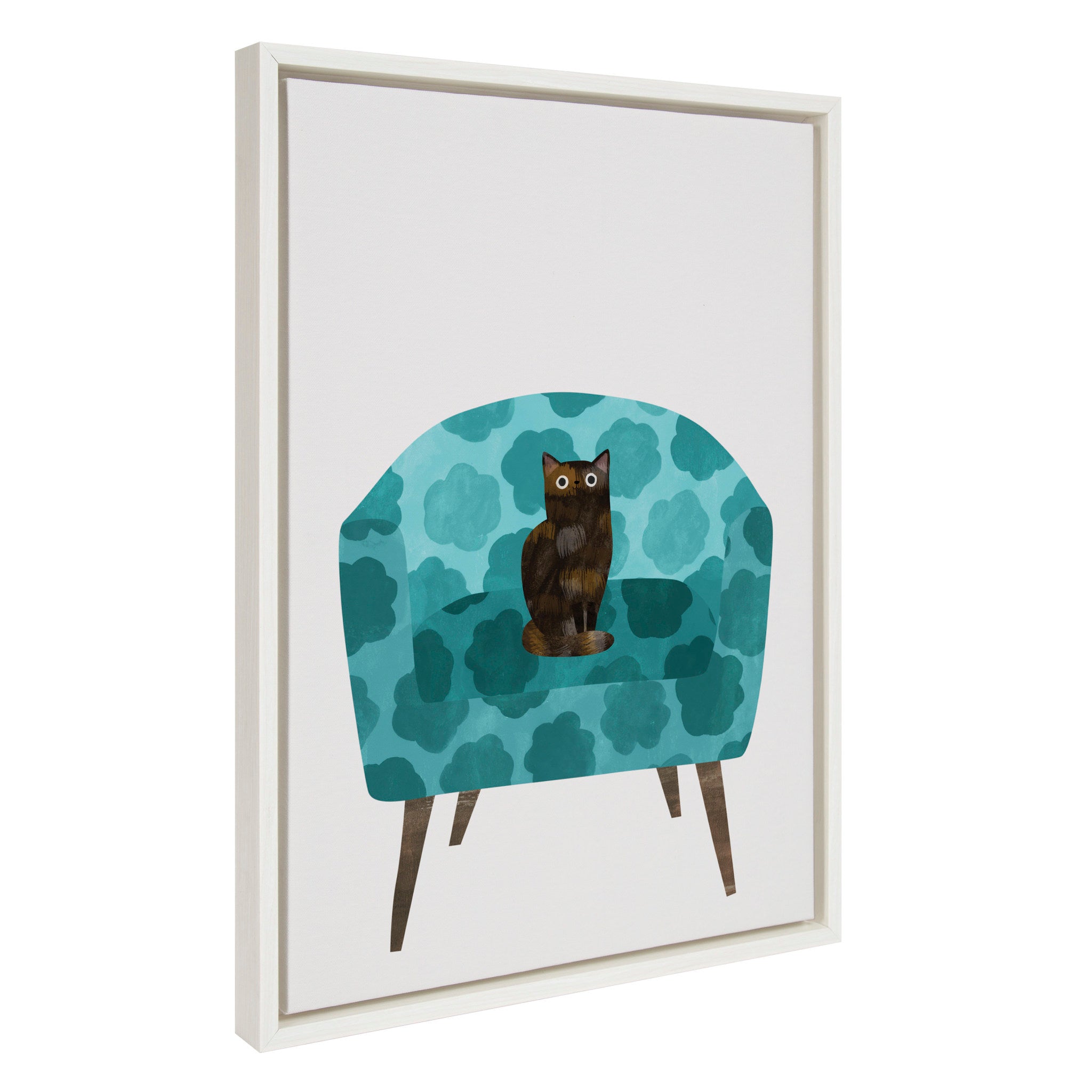 Sylvie 9 Teal Chair Framed Canvas by Planet Cat