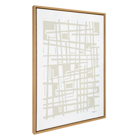 Sylvie Crossing Lines Neutral Framed Canvas by Statement Goods