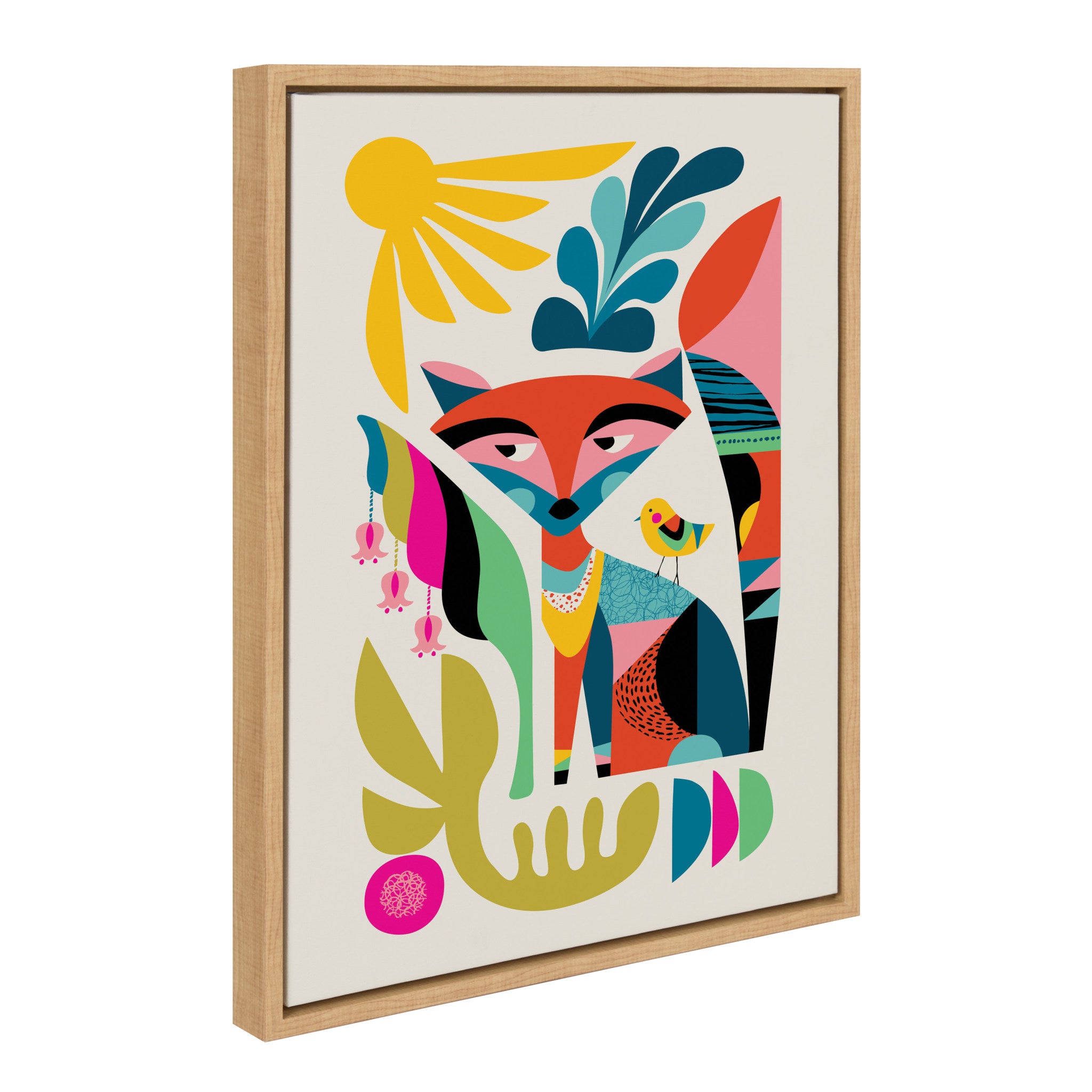 Sylvie Mid Century Modern Fox Framed Canvas by Rachel Lee of My Dream Wall