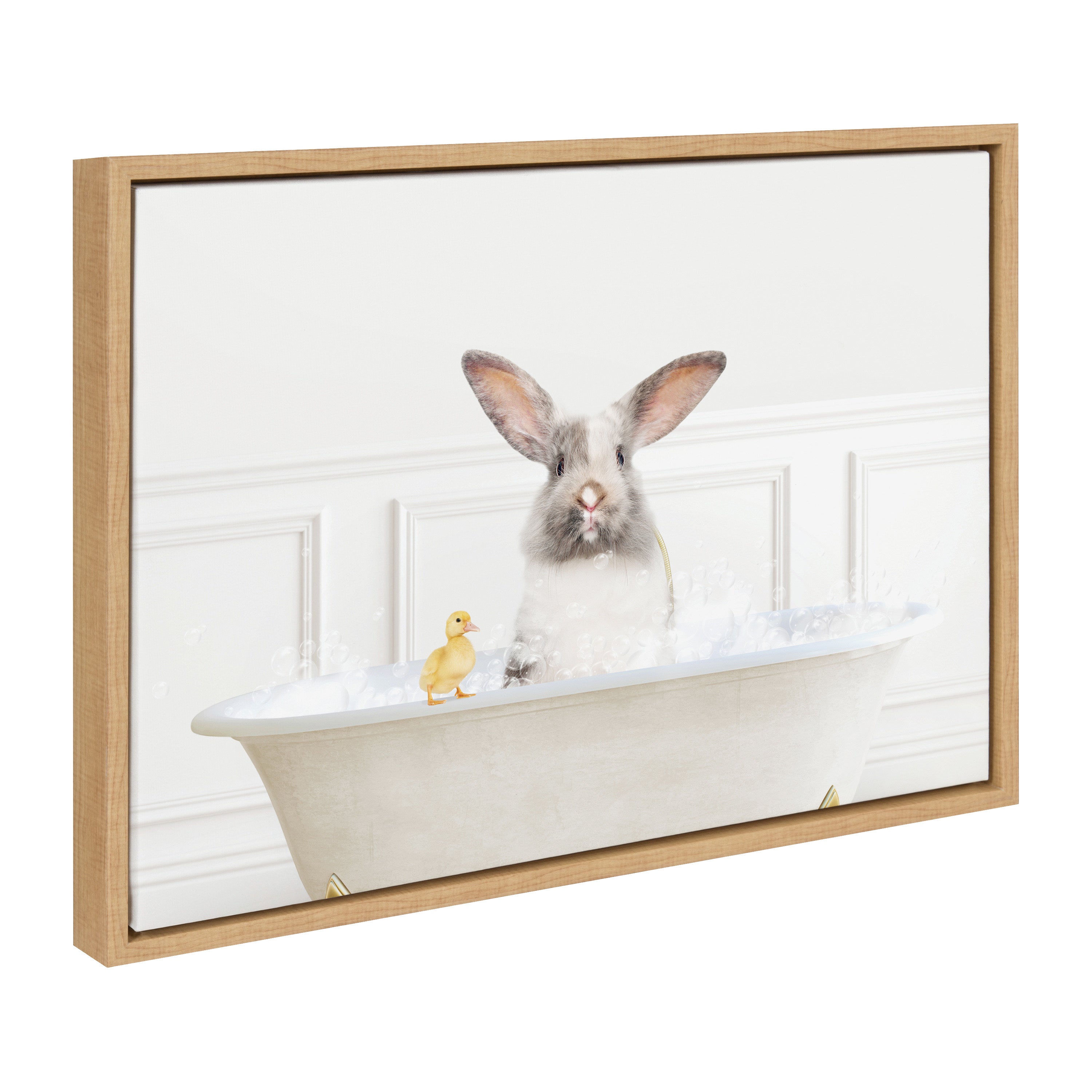 Sylvie Bunny In Bubble Bath Neutral Style Framed Canvas by Amy Peterson Art Studio