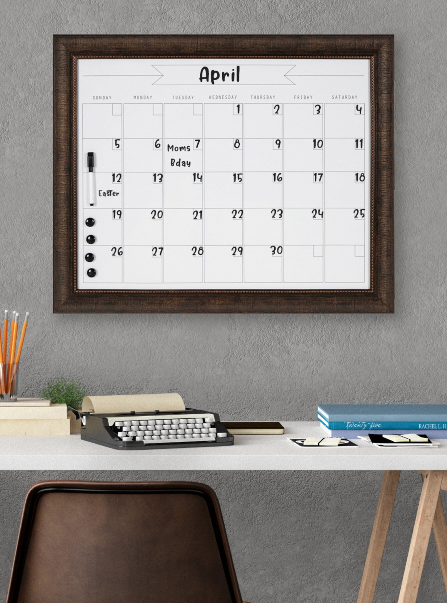 Aldridge Framed Dry Erase Monthly Calendar