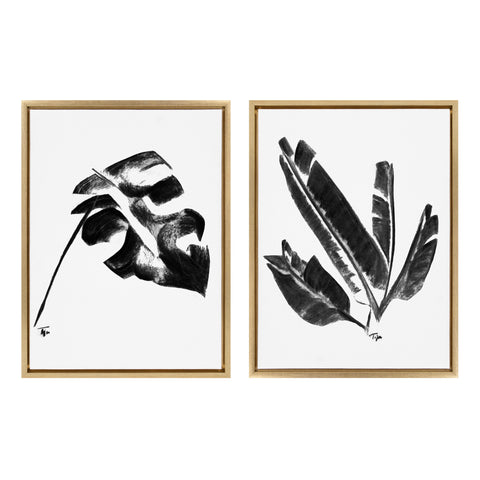 Sylvie 582 Monstera and 583 Banana Leaf Framed Canvas by Teju Reval of SnazzyHues