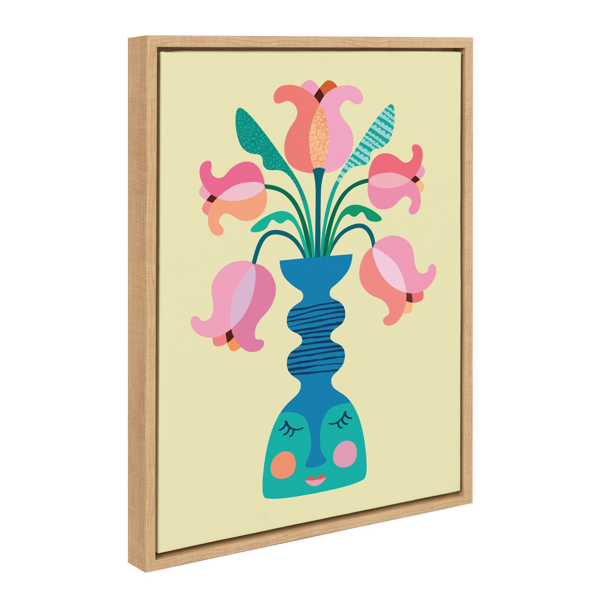 Sylvie Mid Century Modern Tulips Framed Canvas by Rachel Lee of My Dream Wall