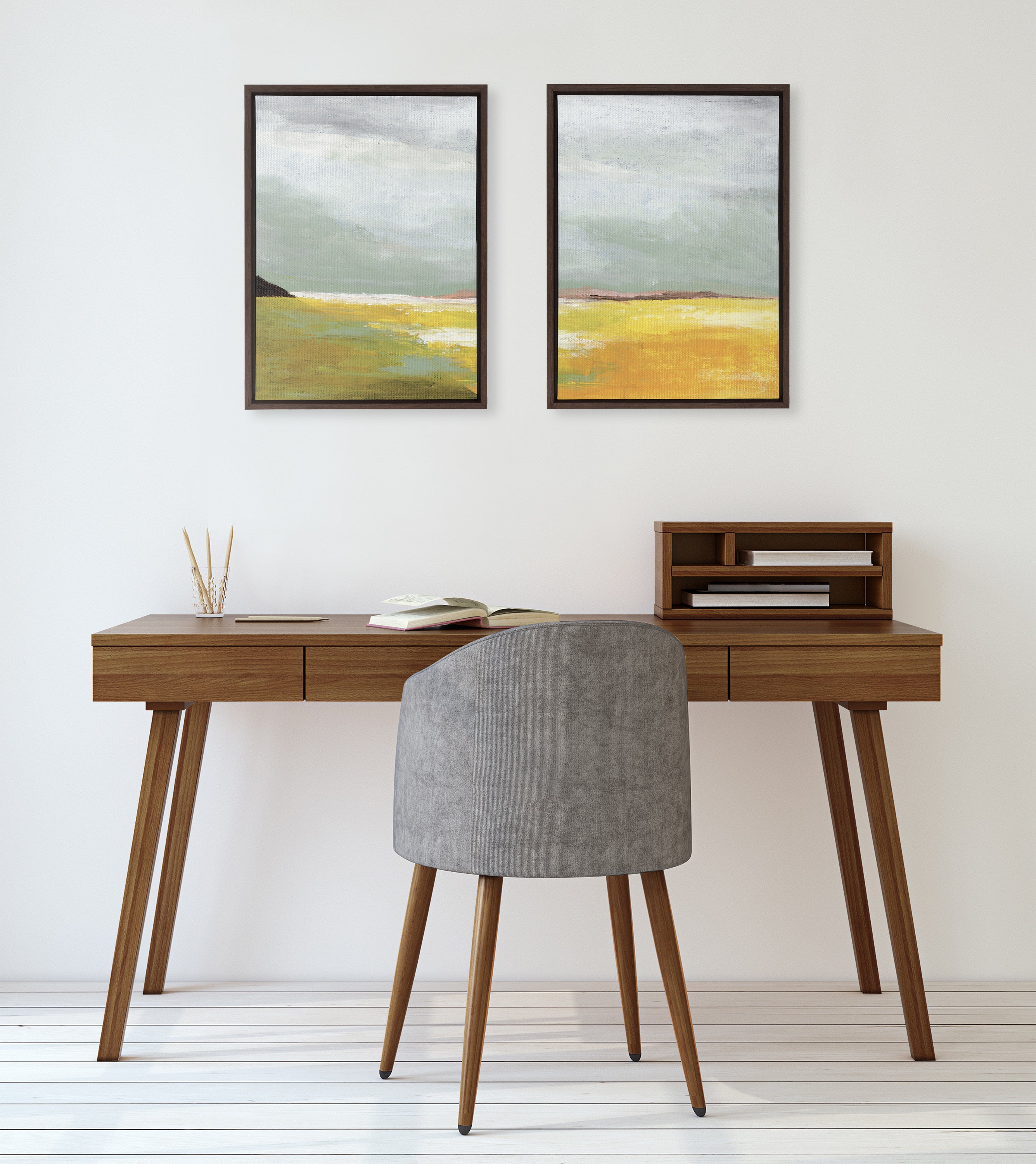 Sylvie Golden Root Lake I and II Framed Canvas Art Set by Nikita Jariwala