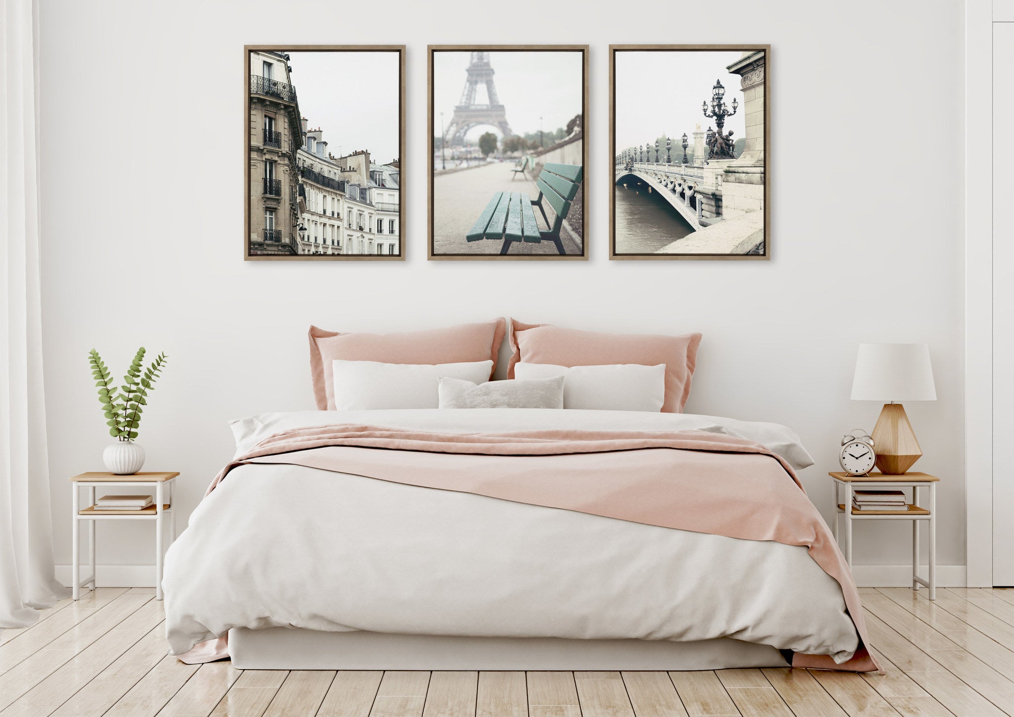 Sylvie L Hotel, Paris Eiffel Tower Europe Travel and Pont Alexandre III Framed Canvas by Caroline Mint