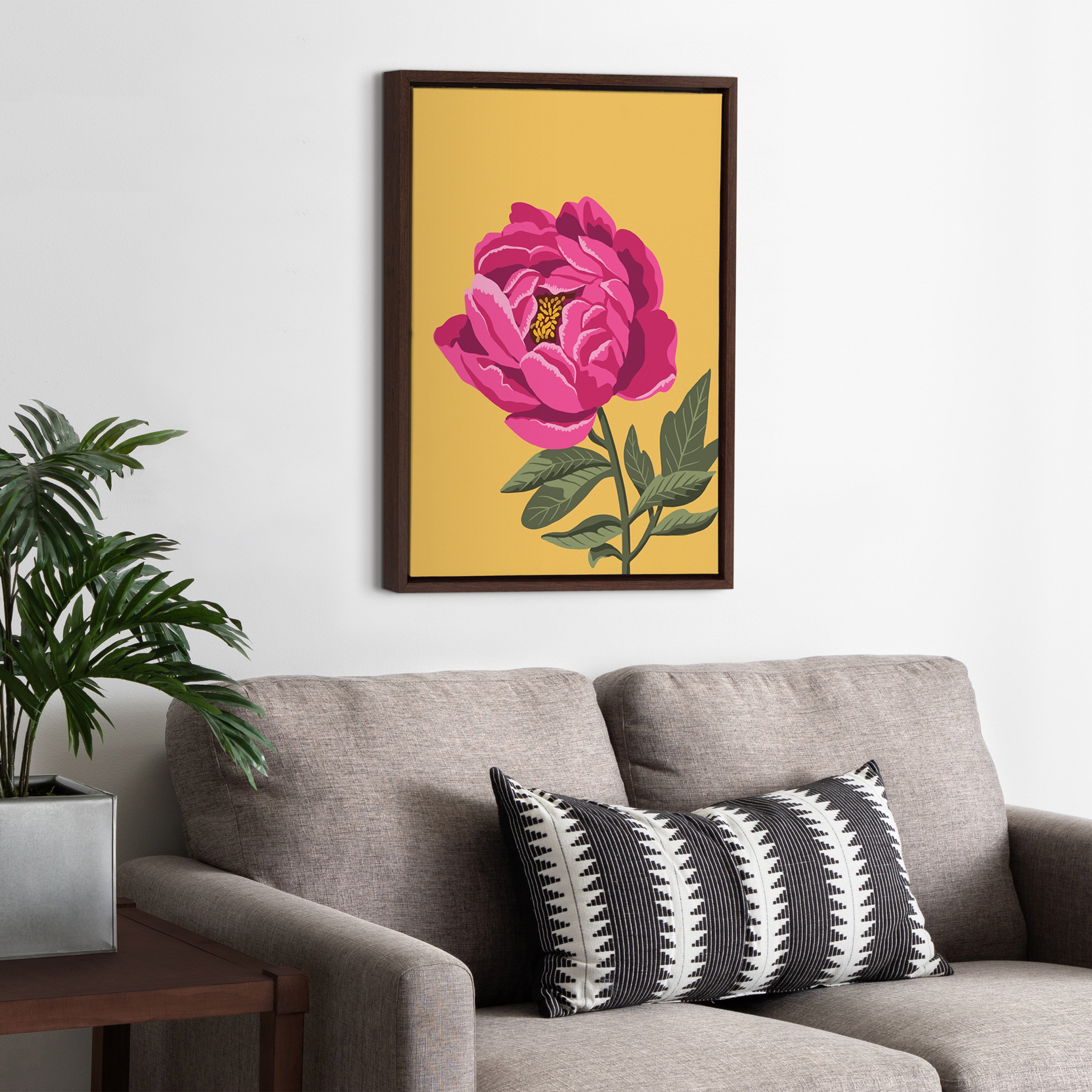 Sylvie Bright Peony Framed Canvas by Maria Filar