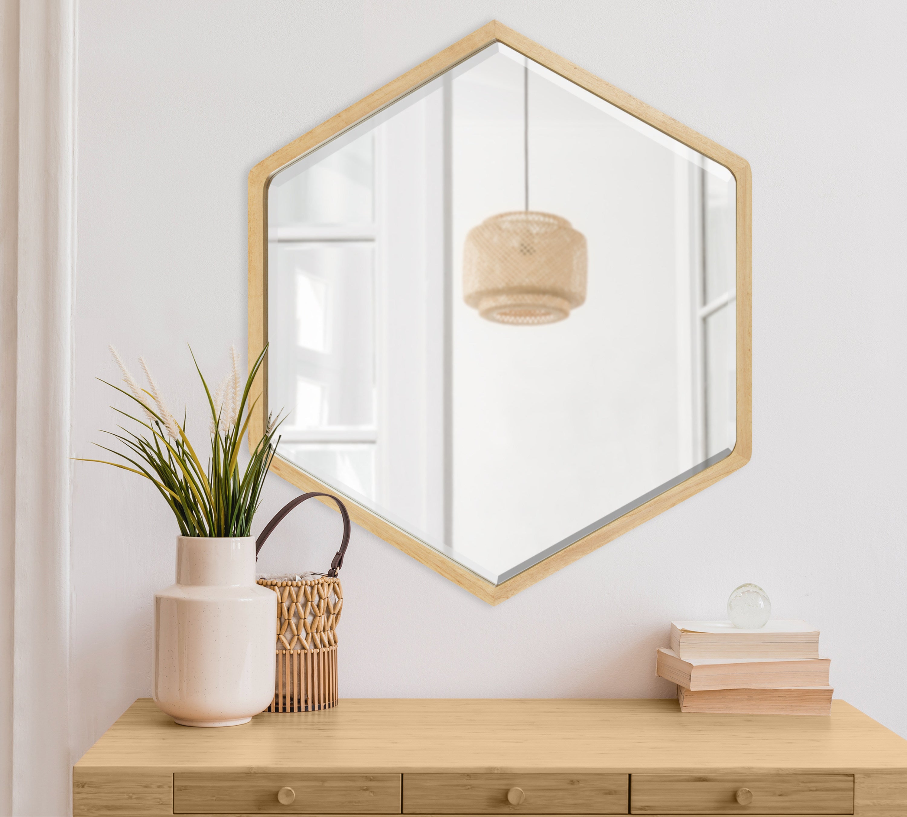 McLean Hexagon Wood Framed Wall Mirror