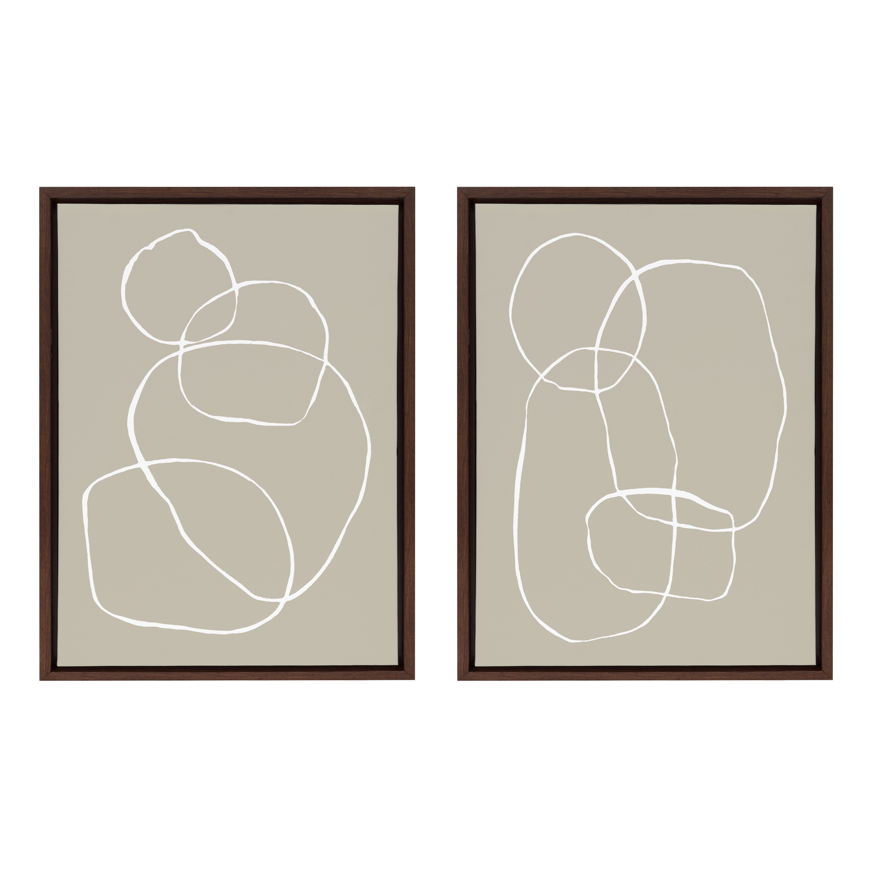 Sylvie Beige Going in Circles Framed Canvas Set by Teju Reval of SnazzyHues