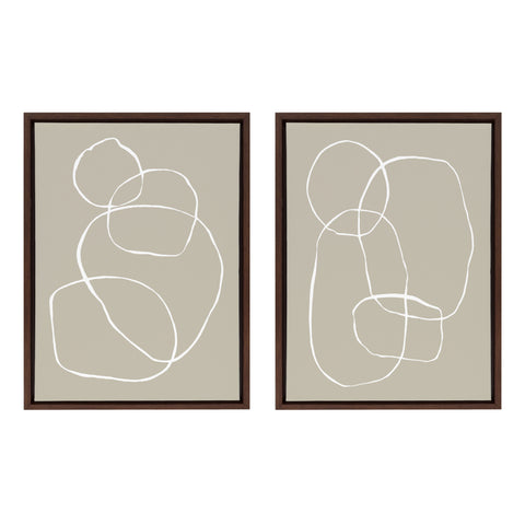 Sylvie Beige Going in Circles Framed Canvas Set by Teju Reval of SnazzyHues