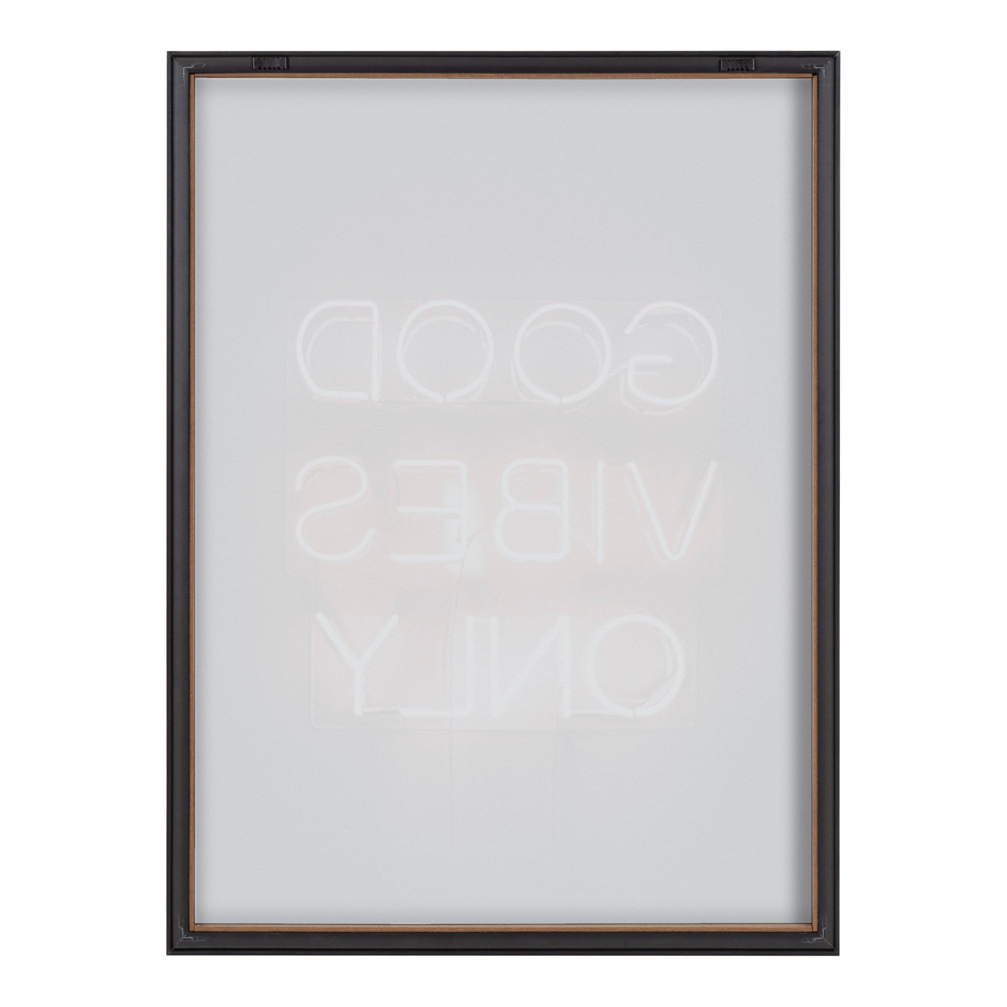 Blake Good Vibes Only Neon Sign Framed Printed Glass by The Creative Bunch Studio