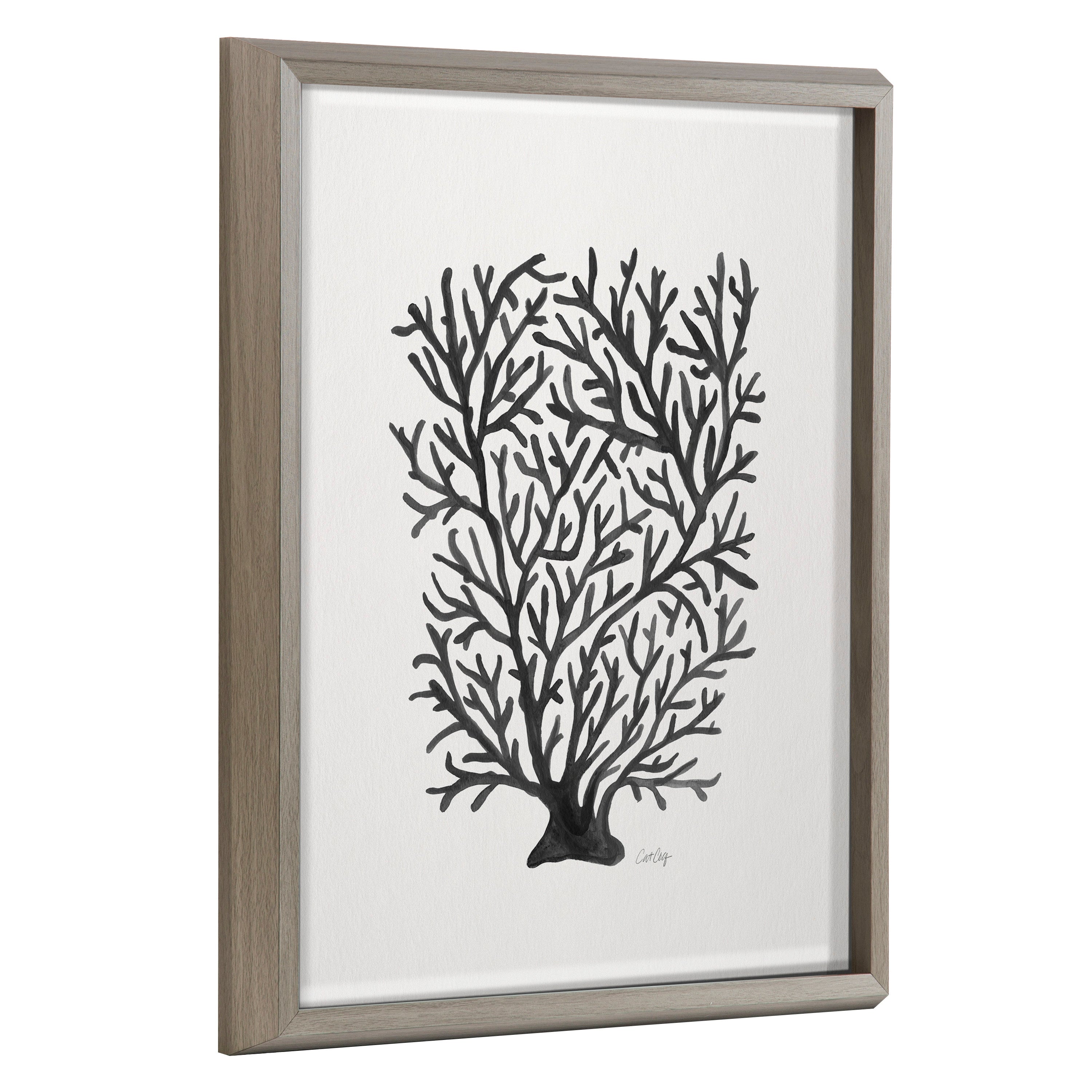 Blake Coral Black Framed Printed Glass by Cat Coquillette