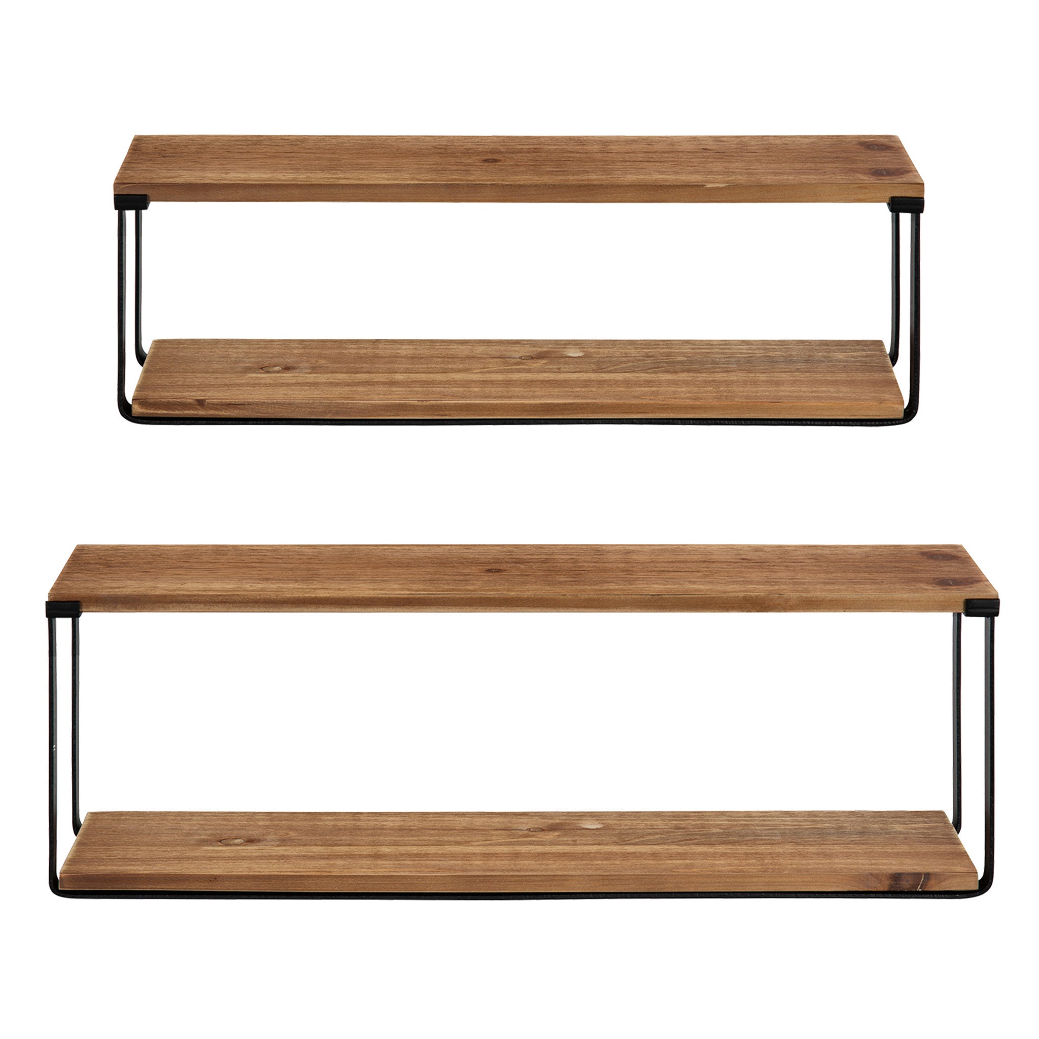 Dowler Wood and Metal Wall Shelf Set