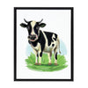 Sylvie Illustration of Cow Framed Canvas by Jale Ramlee