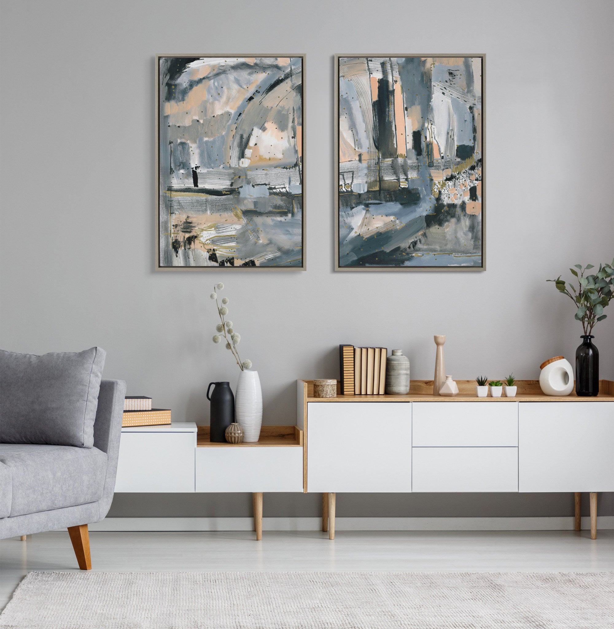 Sylvie Harbor Nights Set No 1 and Harbor Nights Set No 2 Framed Canvas Set by Leah Nadeau