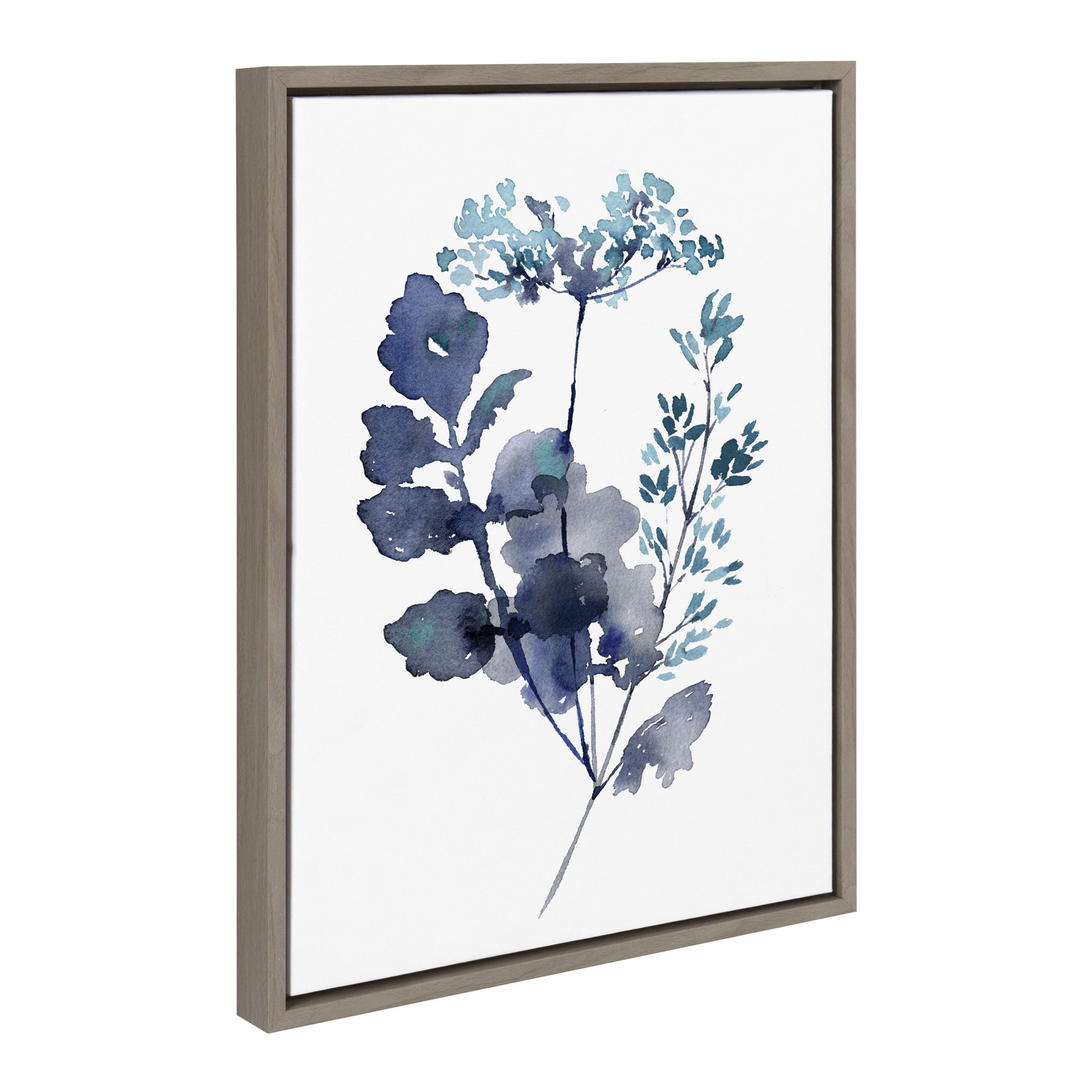 Sylvie Botanical Lace Leaf Indigo Framed Canvas by Sara Berrenson