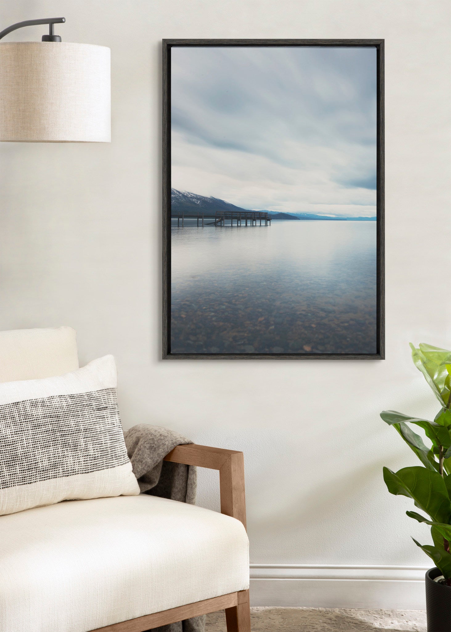 Sylvie Lake Tahoe Reflections Framed Canvas by Laura Evans