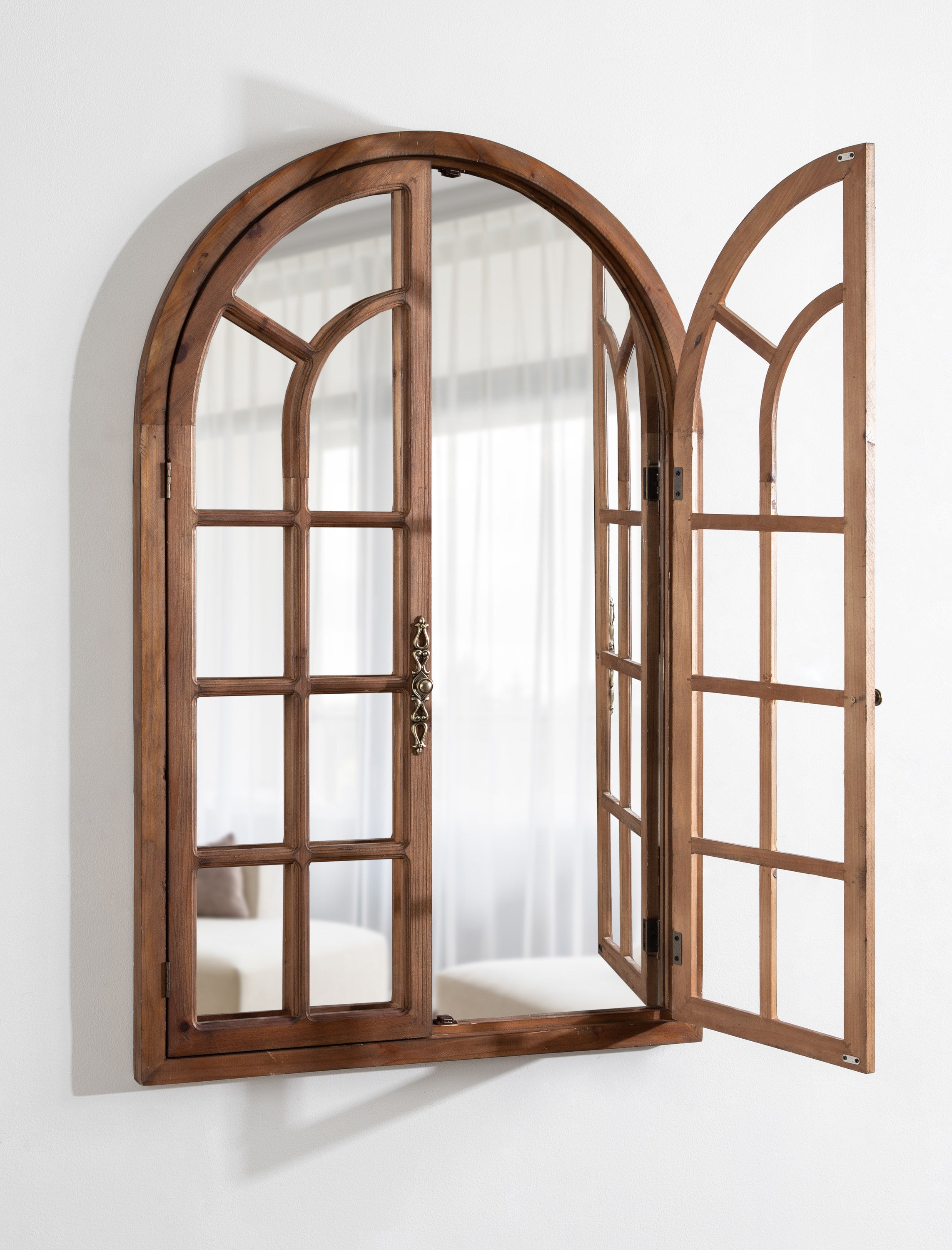 Boldmere Wood Windowpane Arch Mirror