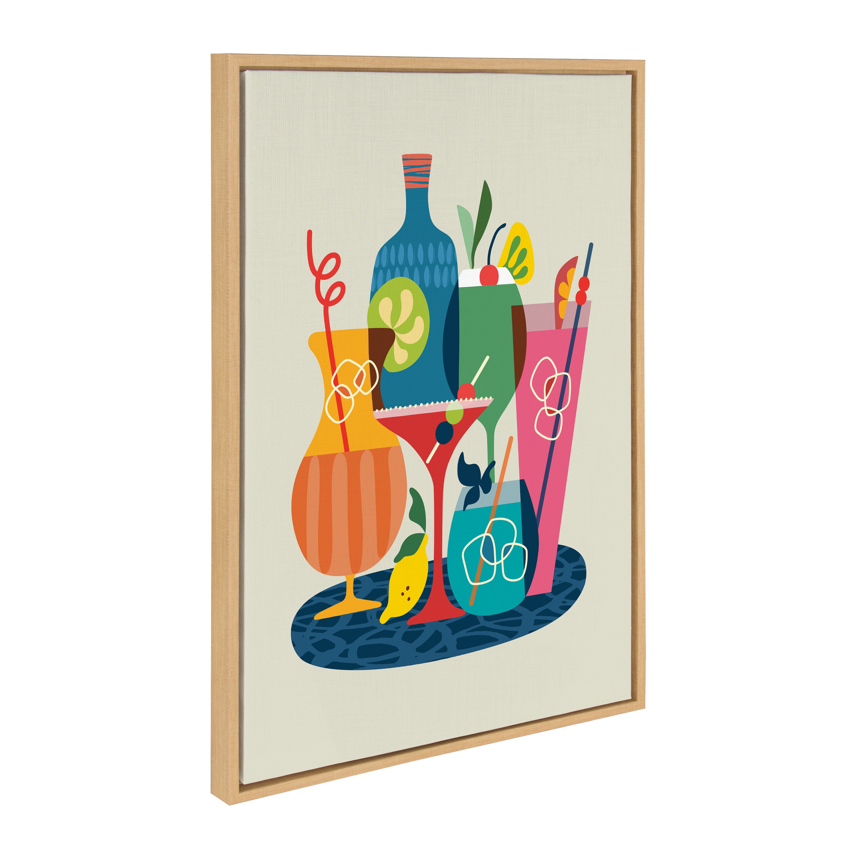 Sylvie Mid Century Modern Cocktails Framed Canvas by Rachel Lee of My Dream Wall