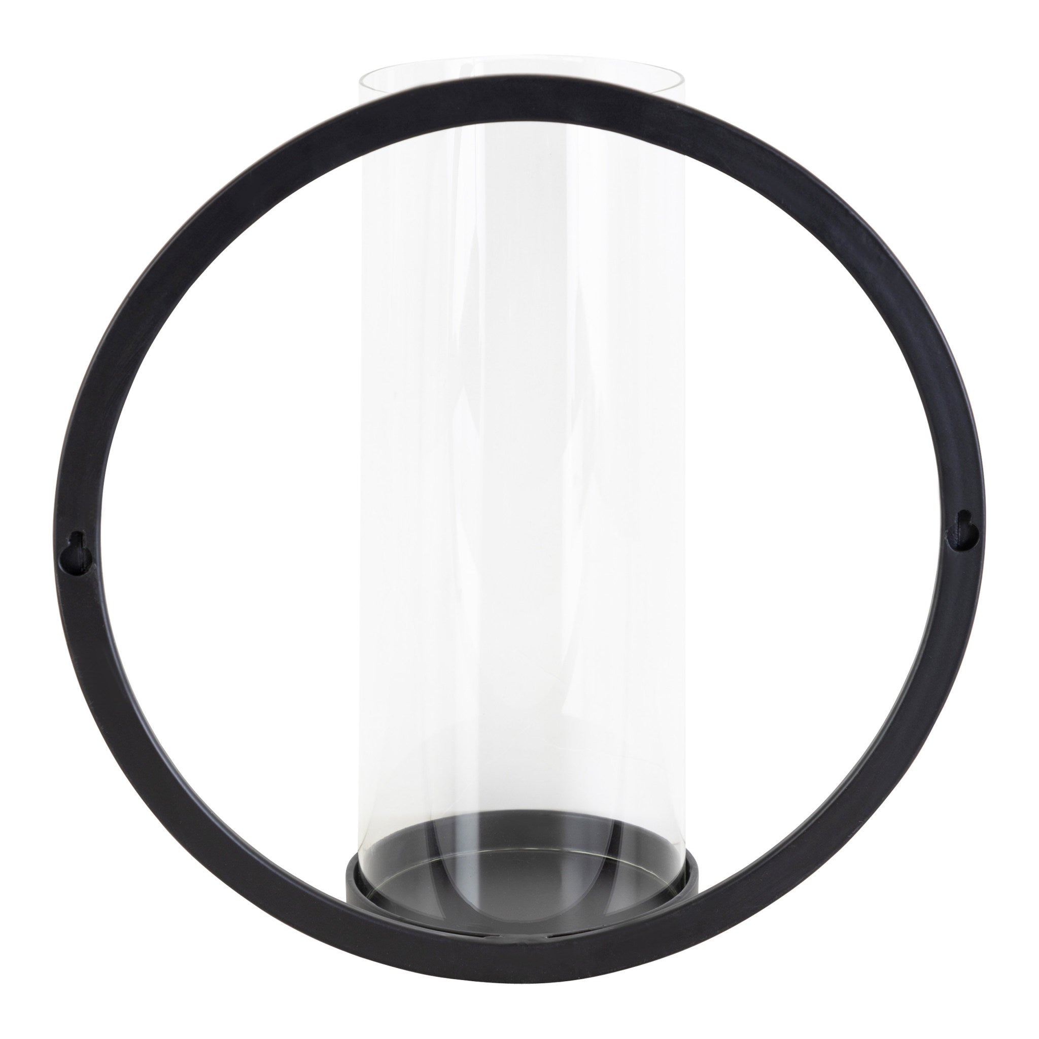 Khauli Round Metal Wall Sconce, Black 12" Diameter