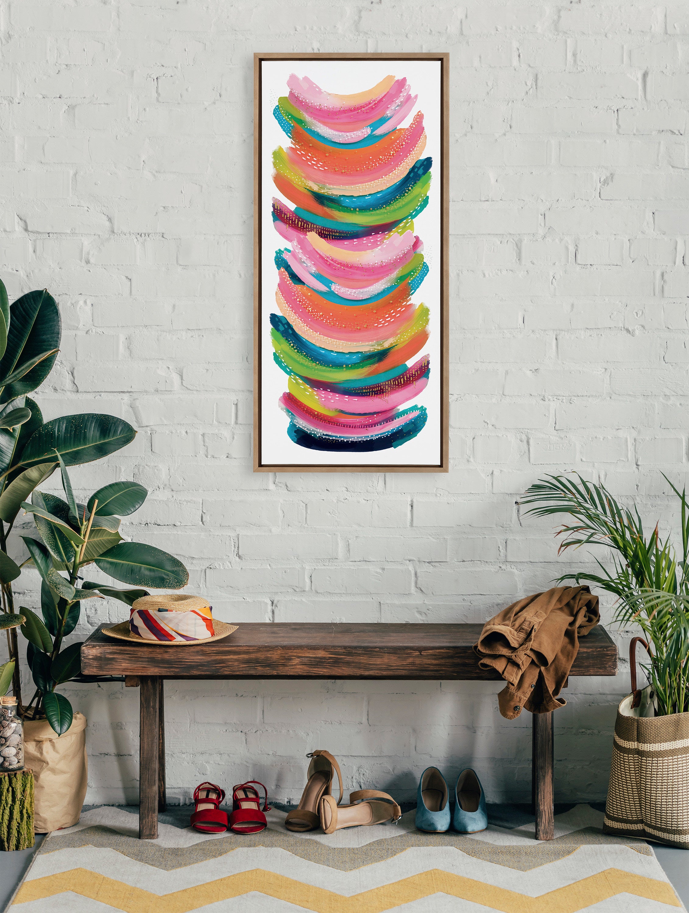 Sylvie Bright Abstract Framed Canvas by Jessi Raulet of Ettavee