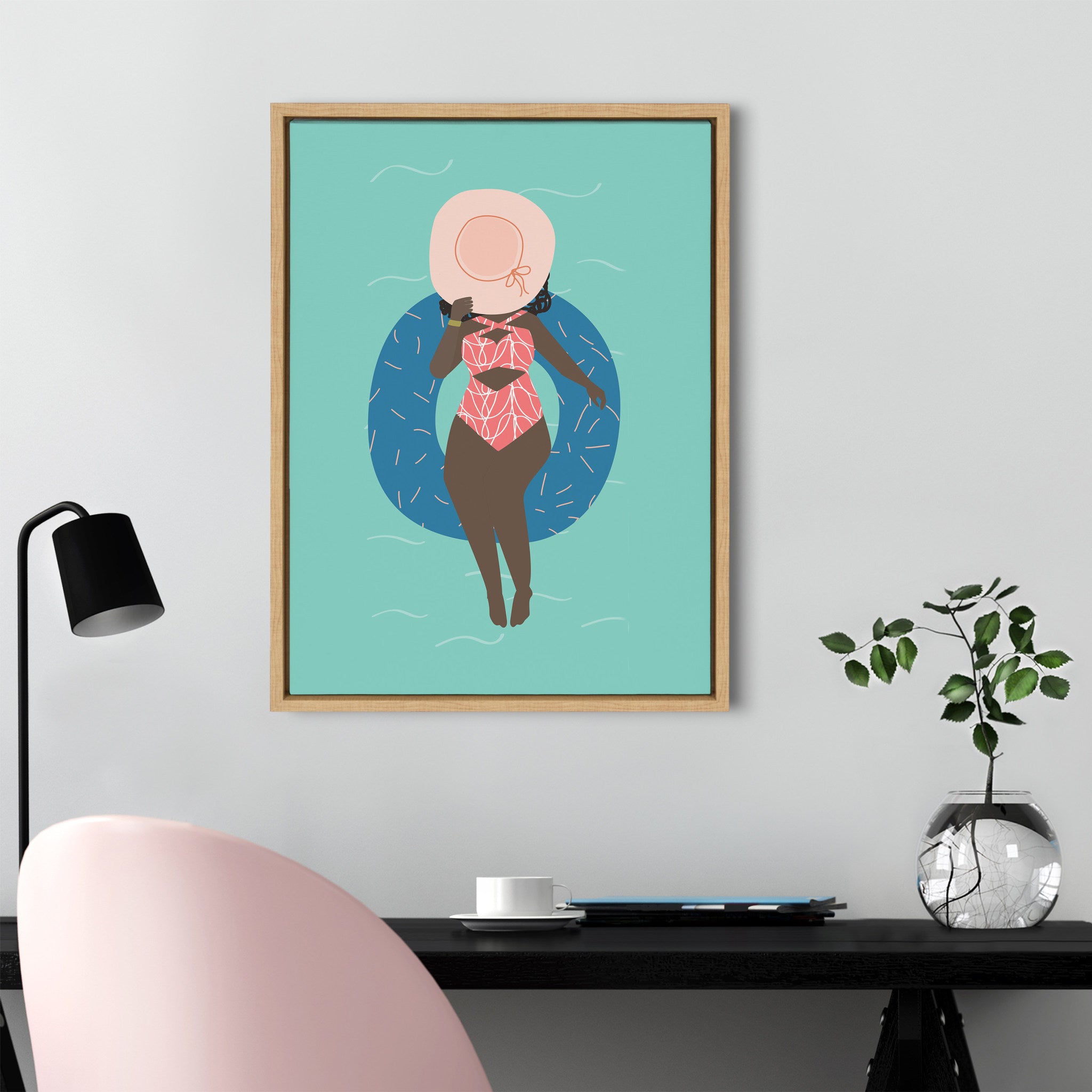 Sylvie By the Pool Framed Canvas by Queenbe Monyei