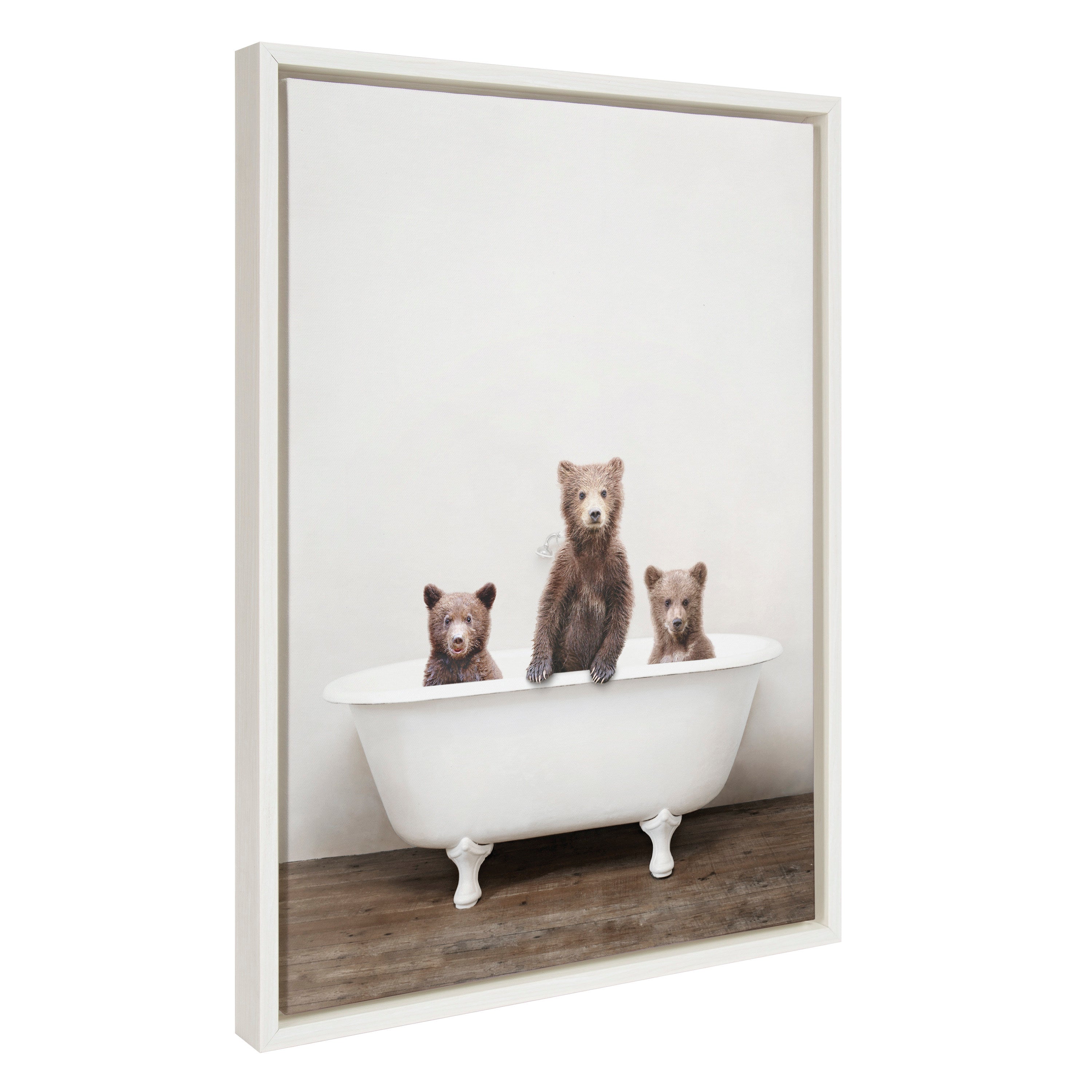 Sylvie Three Little Bears in Vintage Bathtub Framed Canvas by Amy Peterson Art Studio