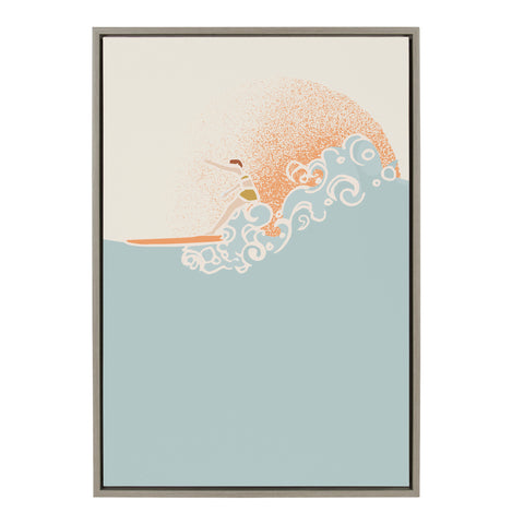 Sylvie Sea Breeze Surfer Girl Framed Canvas by Hannah Beisang