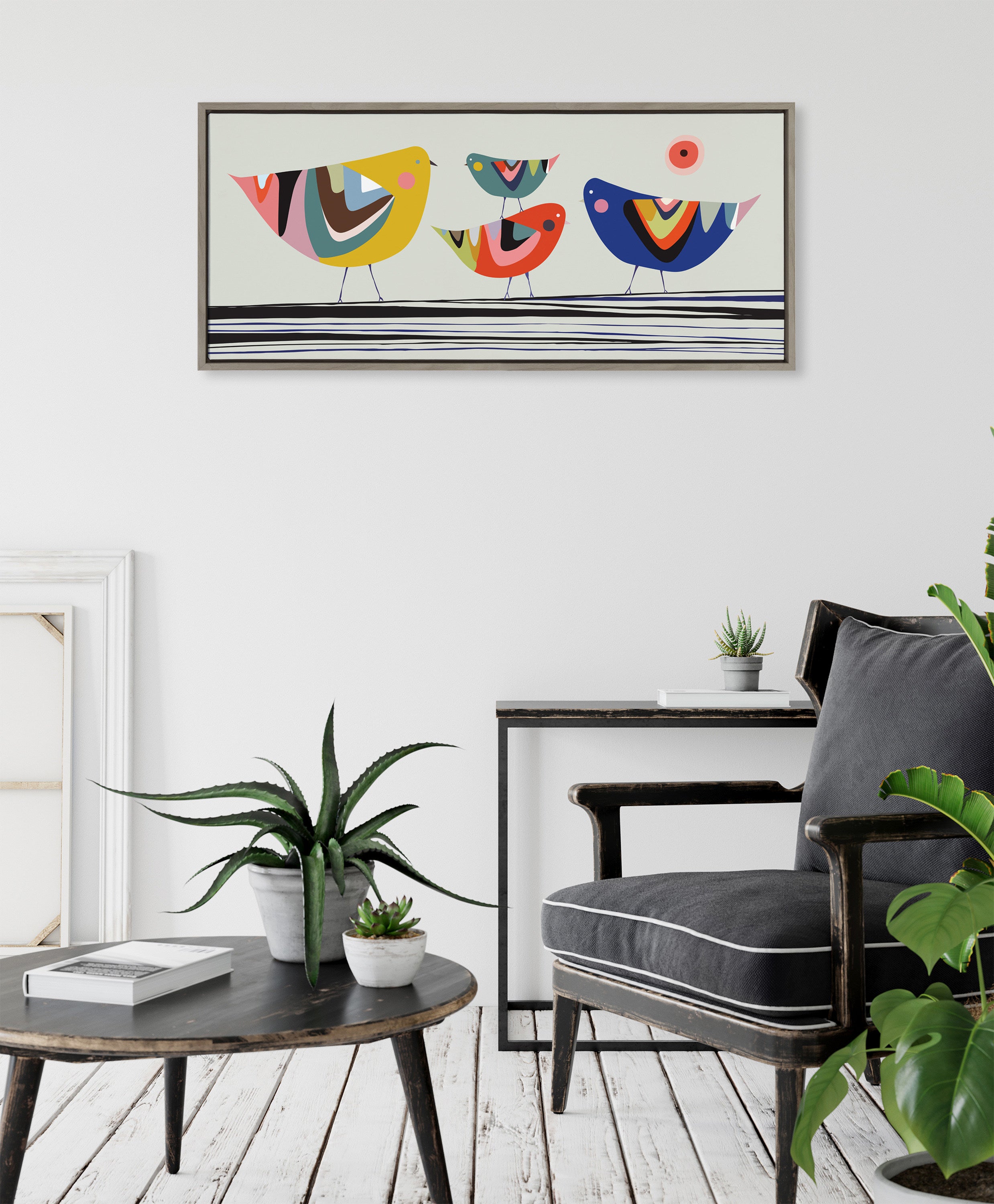 Sylvie Family Tree 4 Birds Framed Canvas by Rachel Lee of My Dream Wall