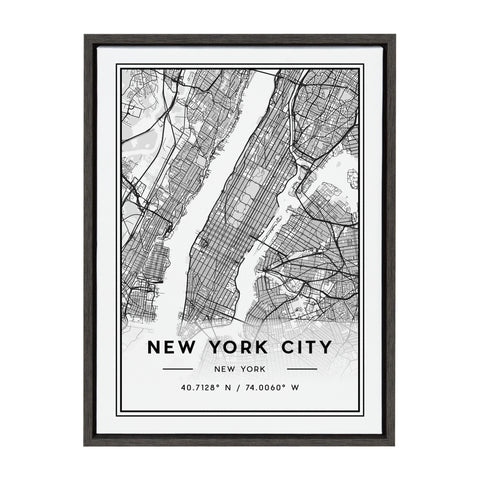Sylvie New York City Modern Map Framed Canvas by Jake Goossen