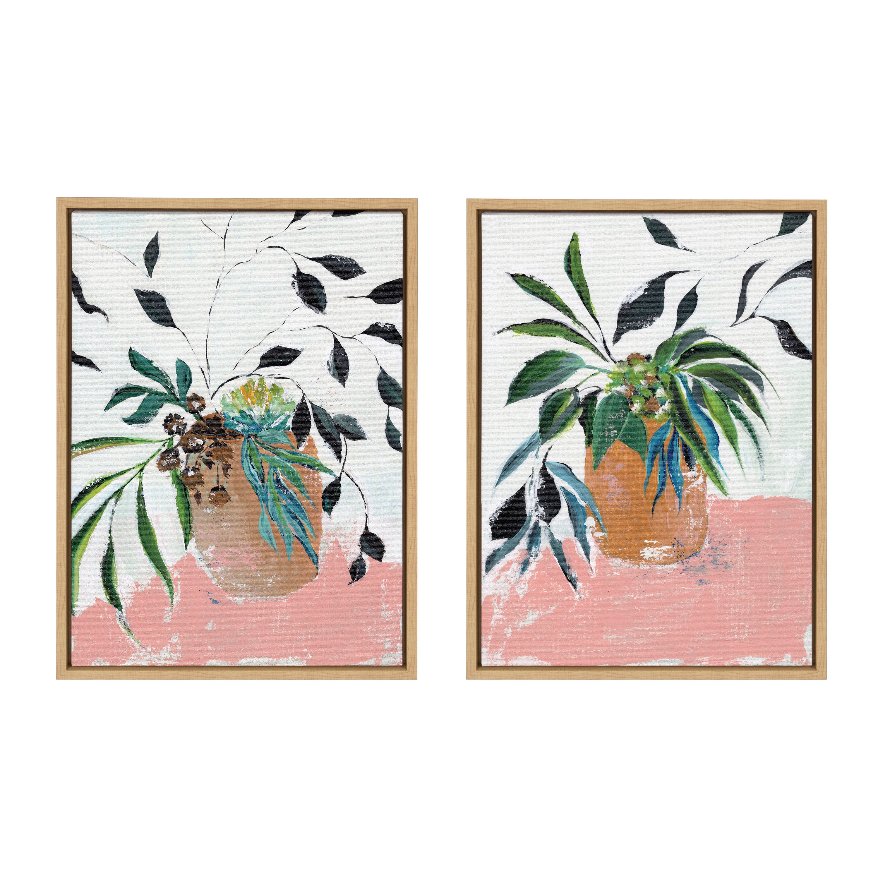 Sylvie Wild Foliage l and II Framed Canvas Art Set by Nikita Jariwala