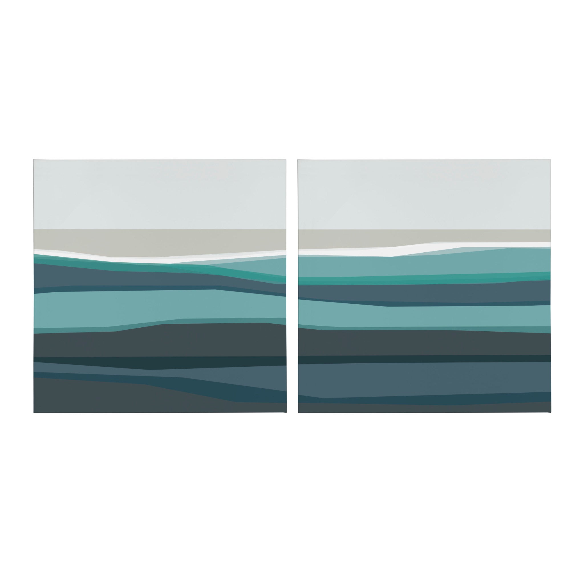 Abstract Teal Beach Horizon Canvas Art Set by The Creative Bunch Studio