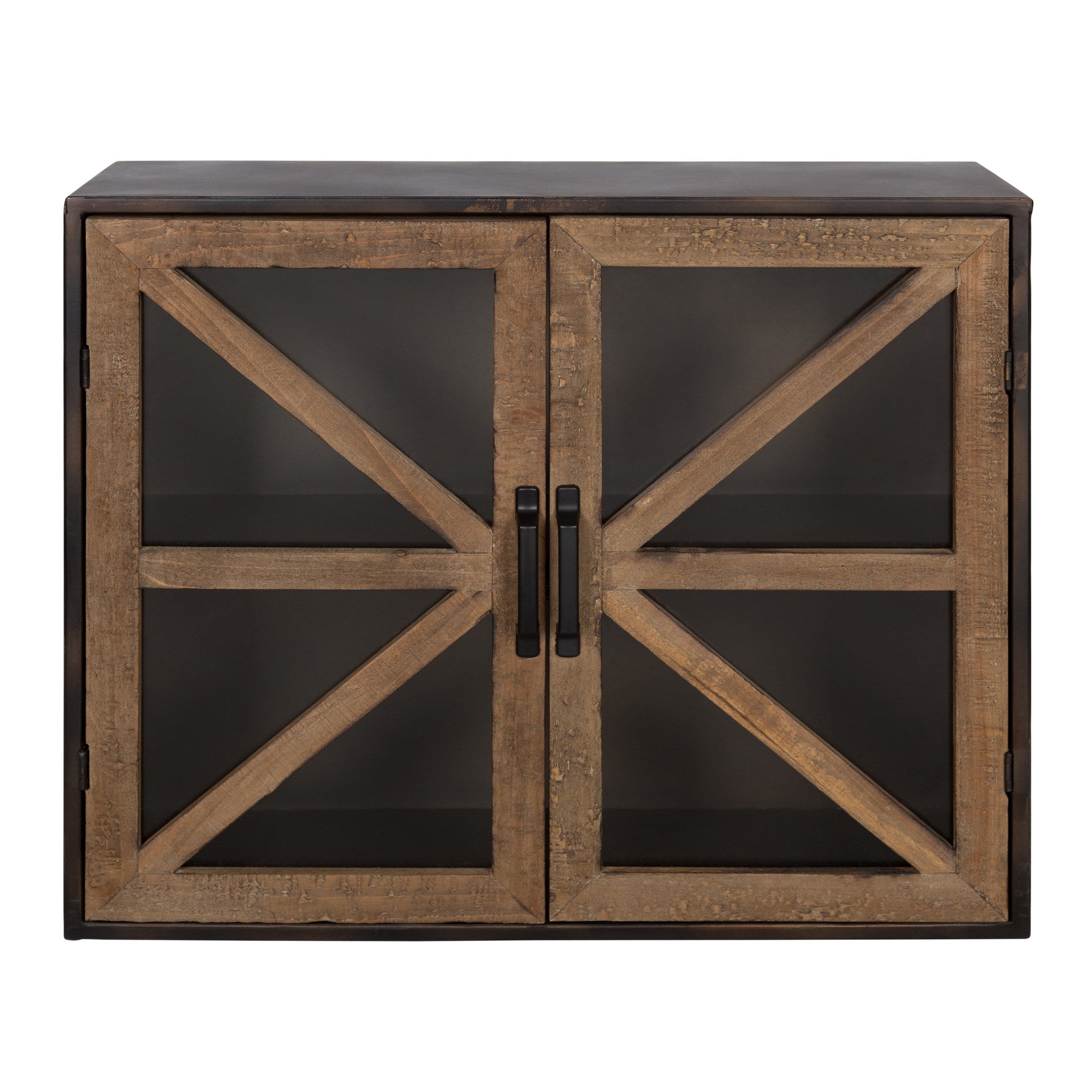 Mace Decorative Wall Mounted Rustic Wood and Metal 2-Door Cabinet