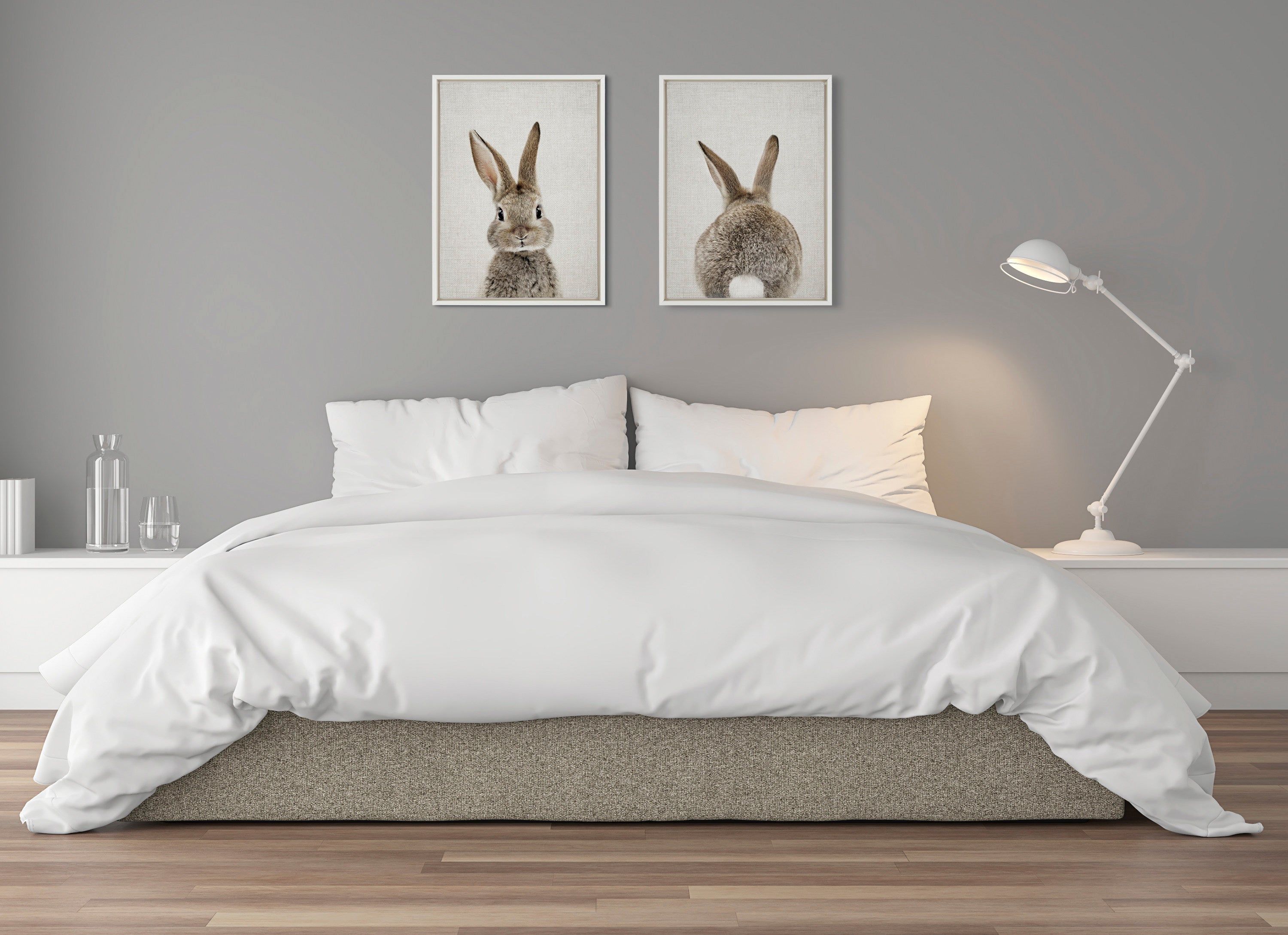 Sylvie Bunny Portrait and Tail Framed Canvas Set By Amy Peterson