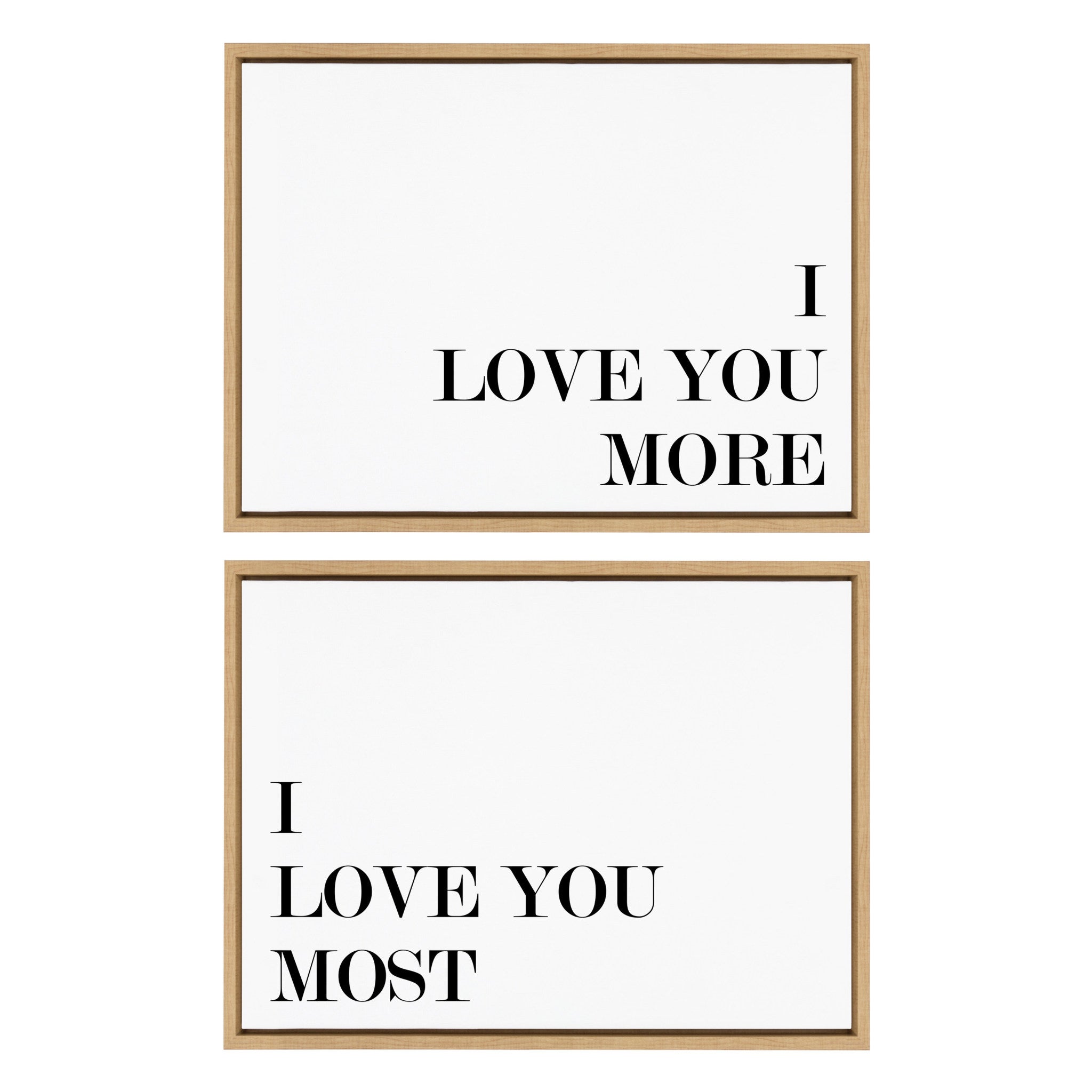 Sylvie I Love You More and I Love You Most Framed Canvas Art Set by Maggie Price of Hunt and Gather Goods