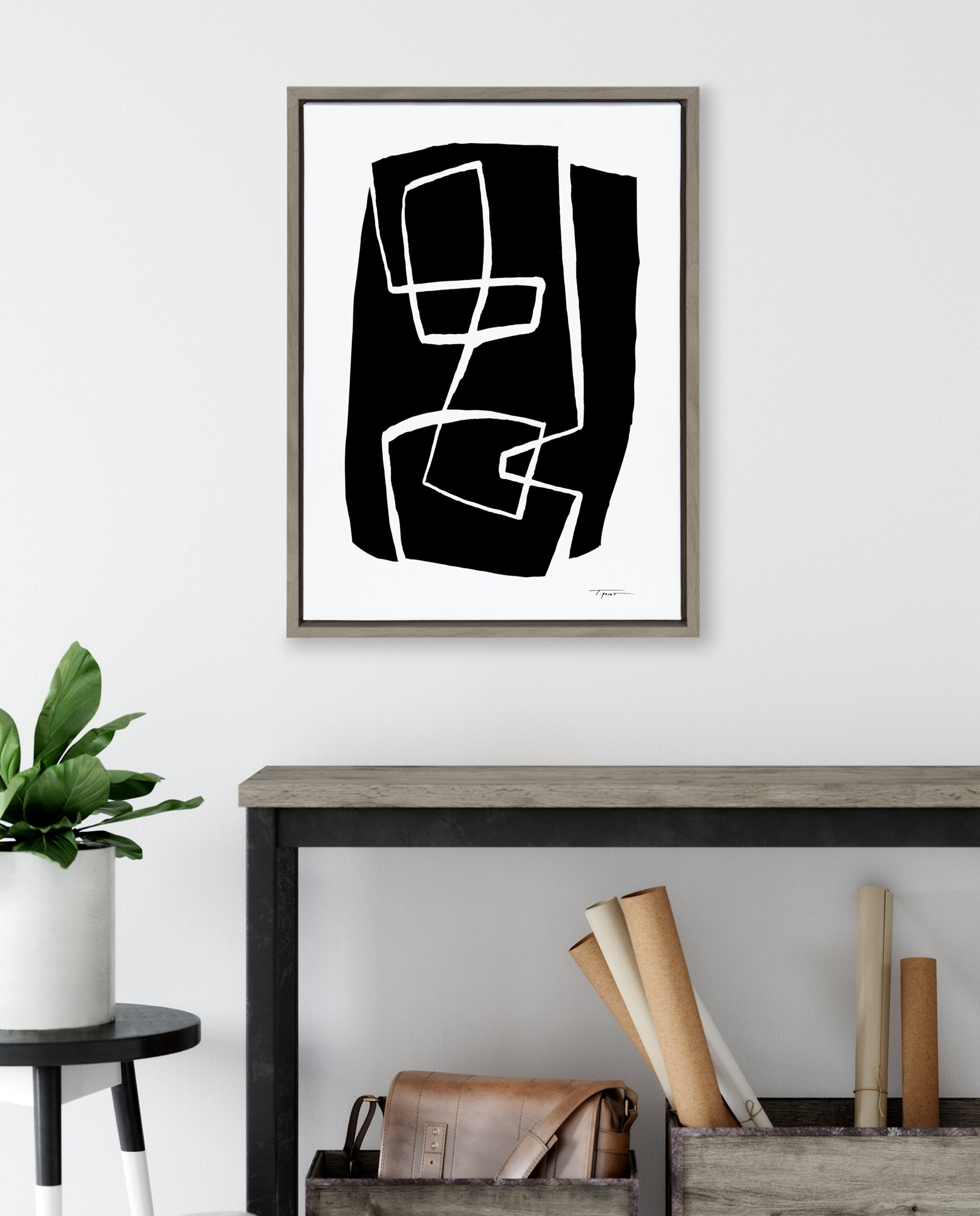 Sylvie Modern Meeting Forms Framed Canvas by Statement Goods
