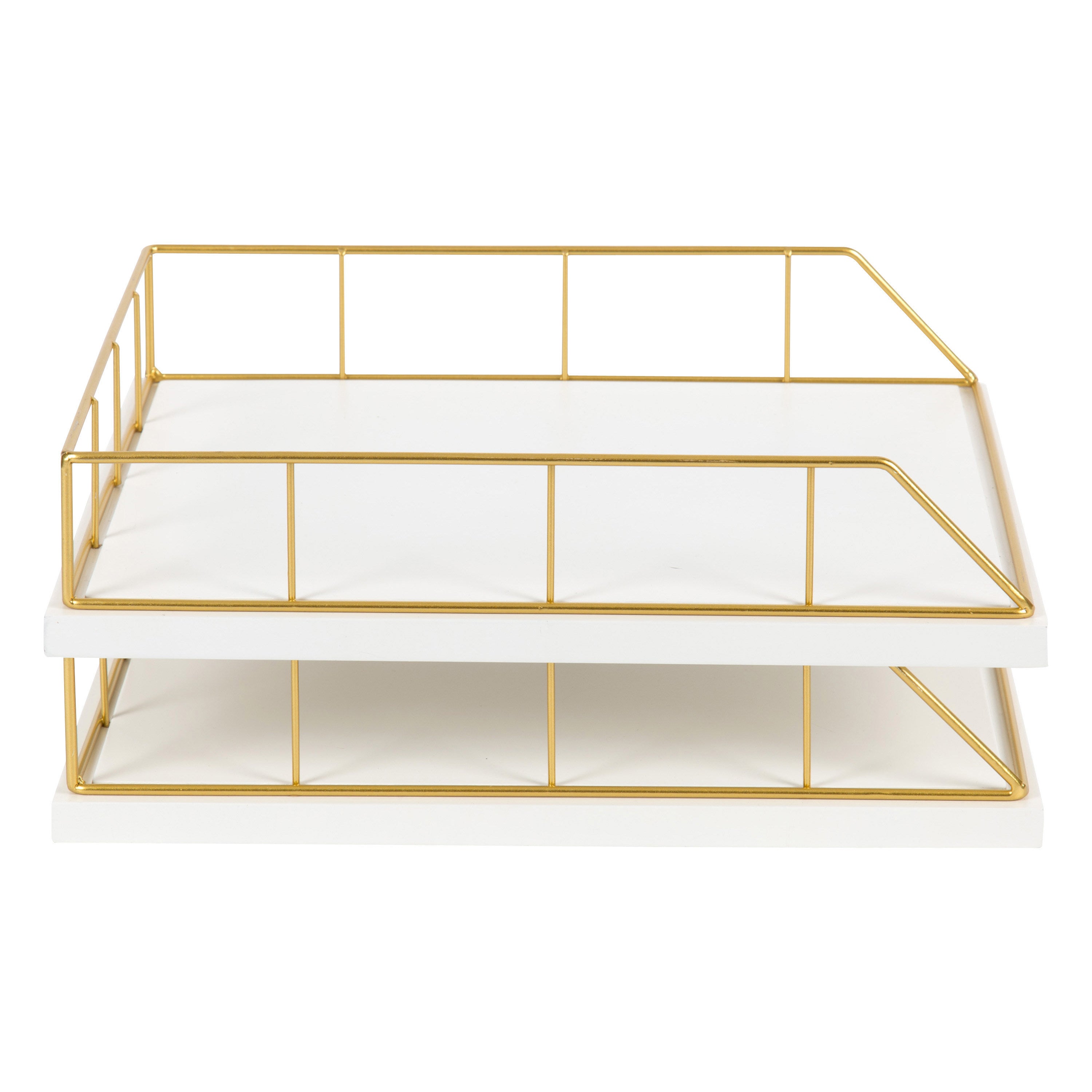 Benbrook Stacked Metal and Wood Letter Trays