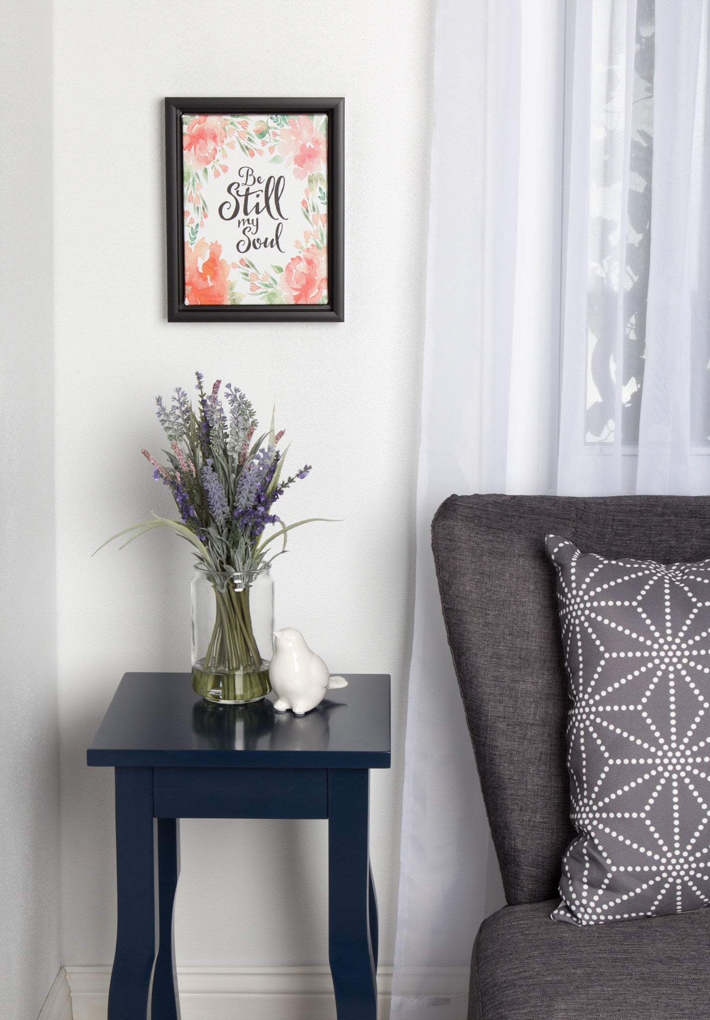 Sylvie Be Still Floral Watercolor Art Framed Canvas