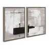 Sylvie Line 1 Left and Right Neutral Linen Framed Canvas Art Set by Nikita Jariwala