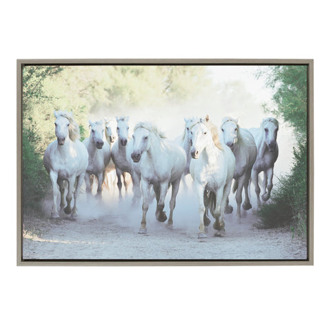 Sylvie Camargue Horses Framed Canvas by Laura Evans
