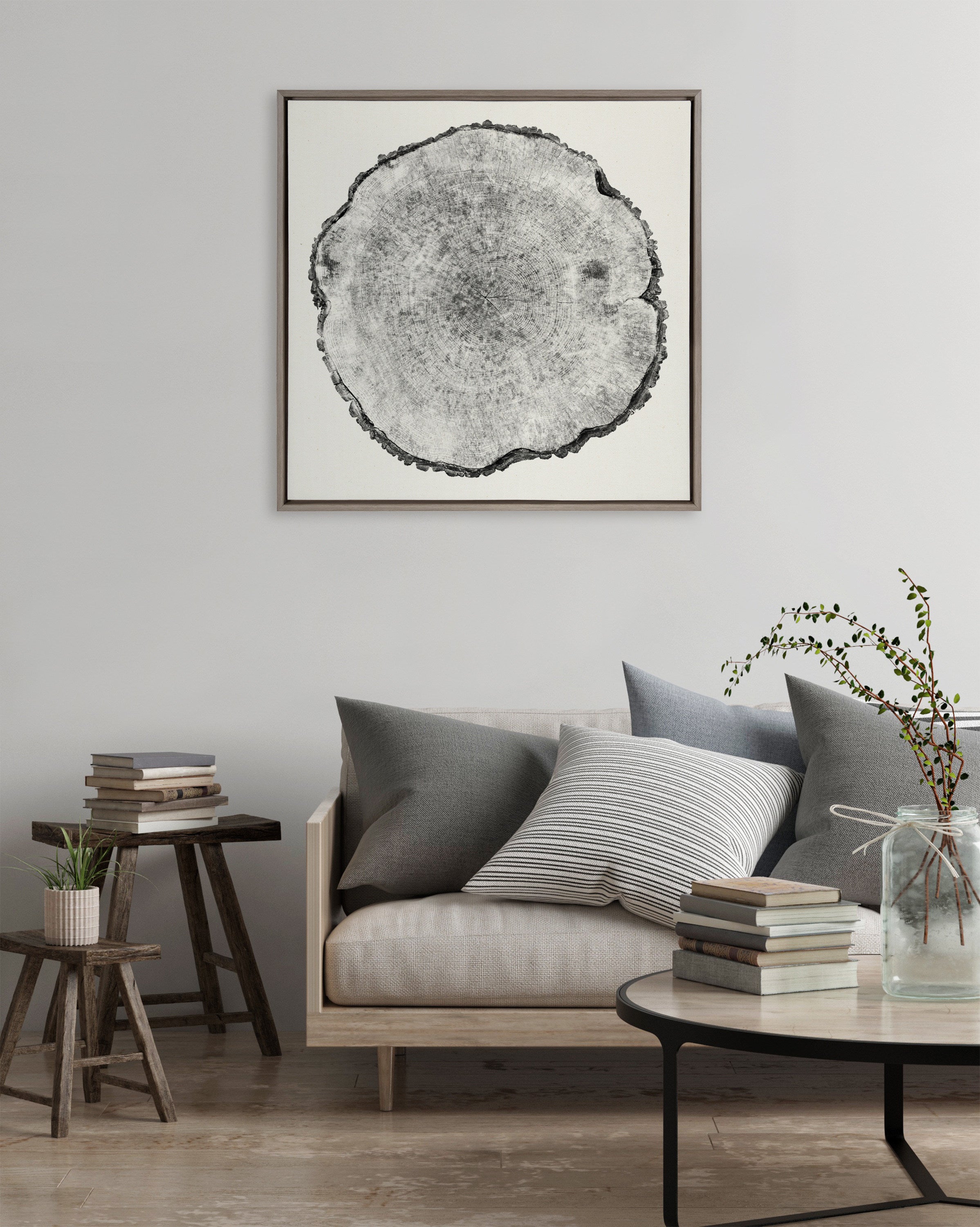 Sylvie Tree Rings Linen Framed Canvas by Emiko and Mark Franzen of F2Images